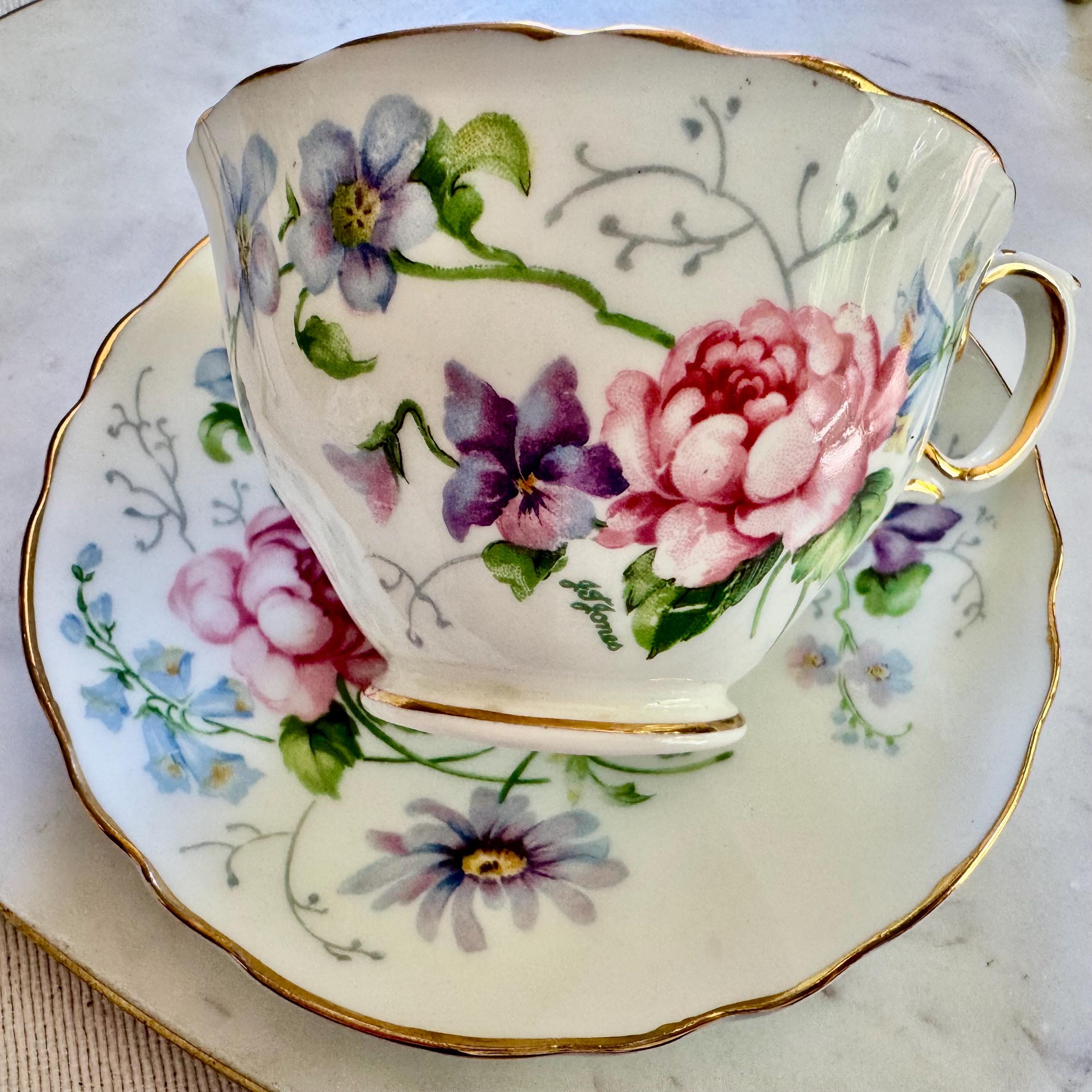 Vintage Crown Staffordshire “England’s Glory” Teacup & Saucer