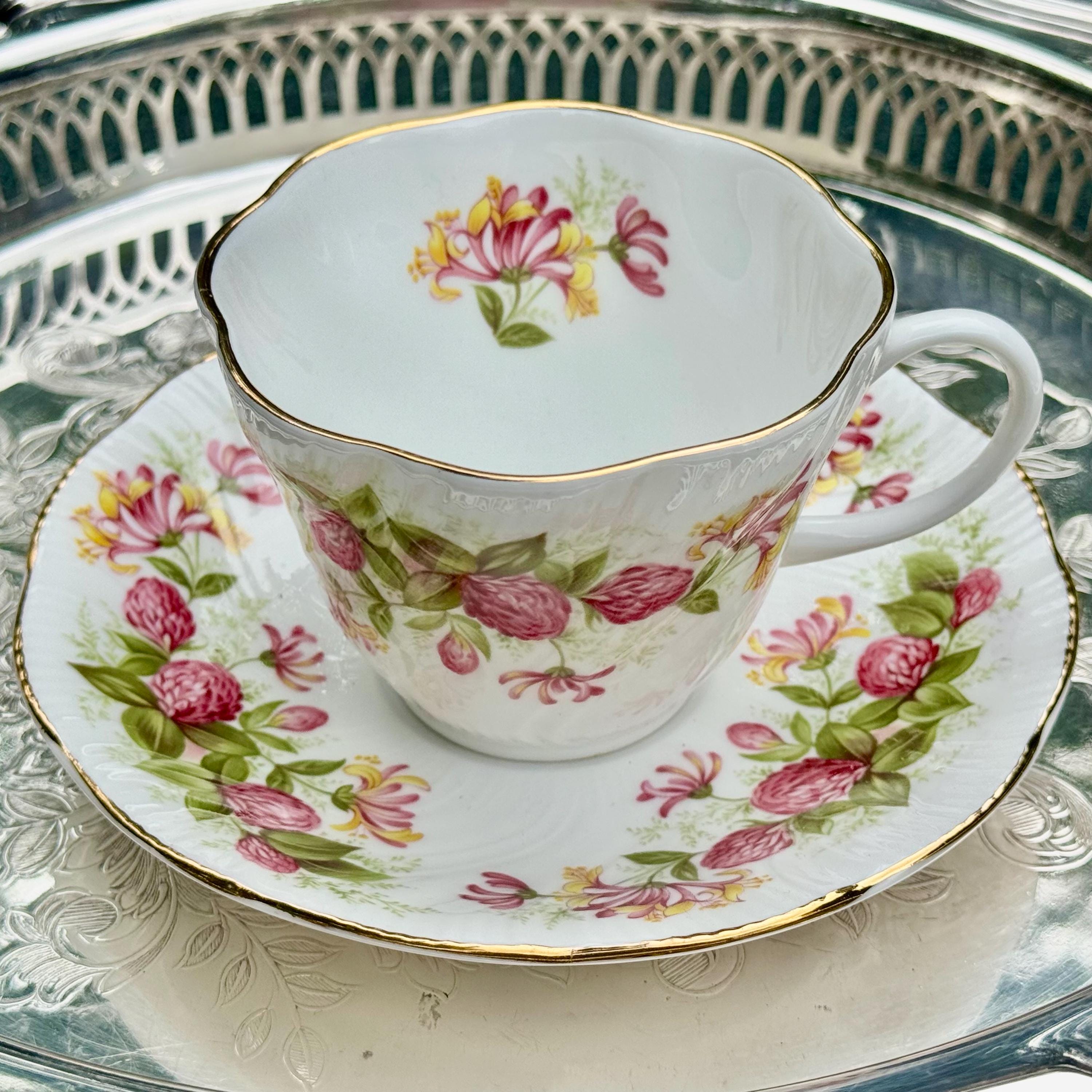 Vintage Regal Heritage Fine Bone China Teacup & Saucer – Pink Yellow Floral – England