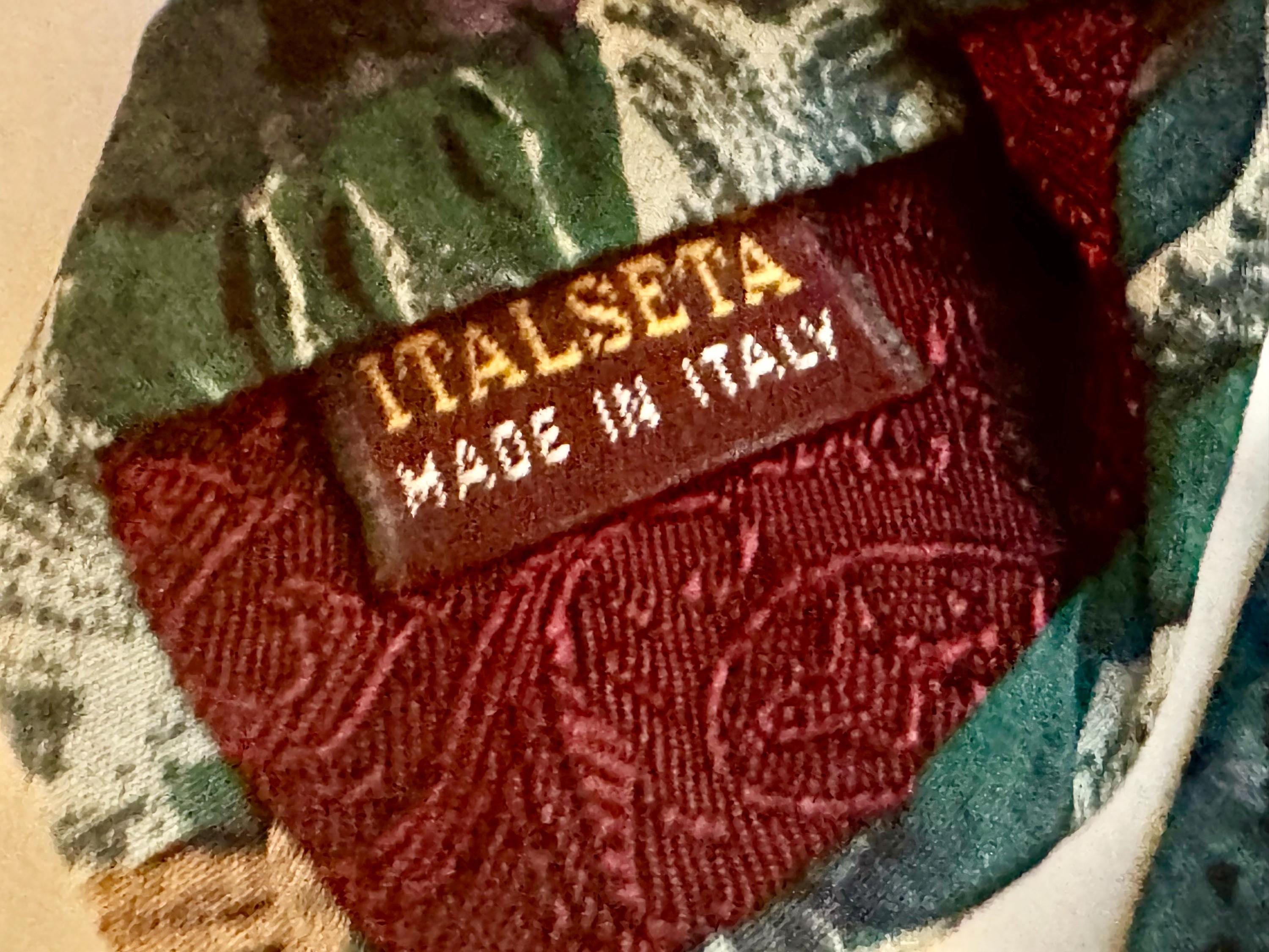 Vintage Italseta 100% Silk Tie — Made in Italy — Teal Purple Floral Pattern