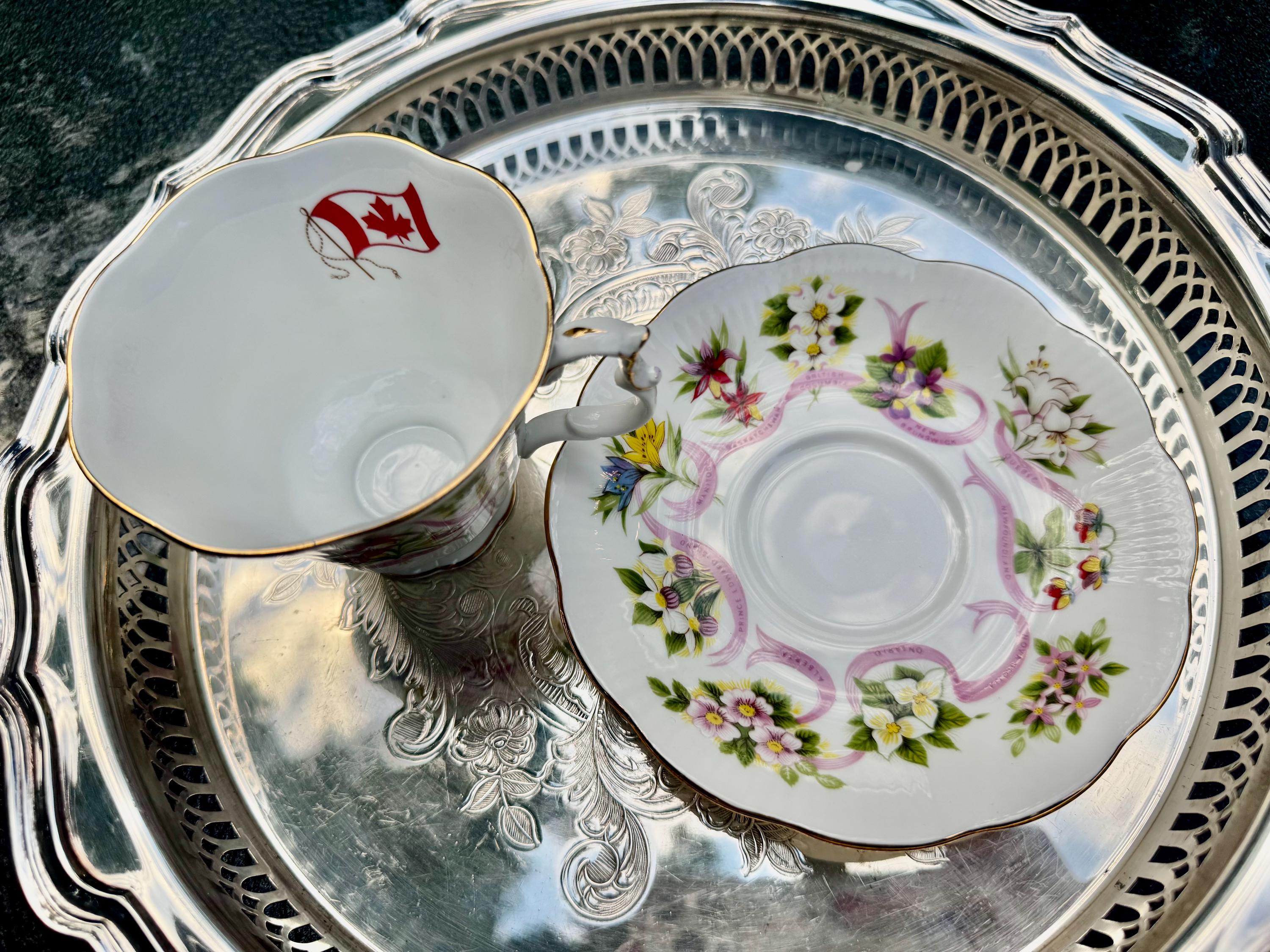 Vintage Royal Albert Teacup & Saucer: "Our Emblems Dear - Canada" Fine Bone China