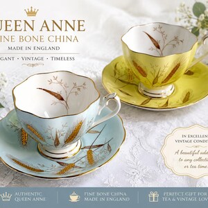 Queen Anne Fine Bone China Teacup Saucer – Wheat Pattern, Made England bild 18