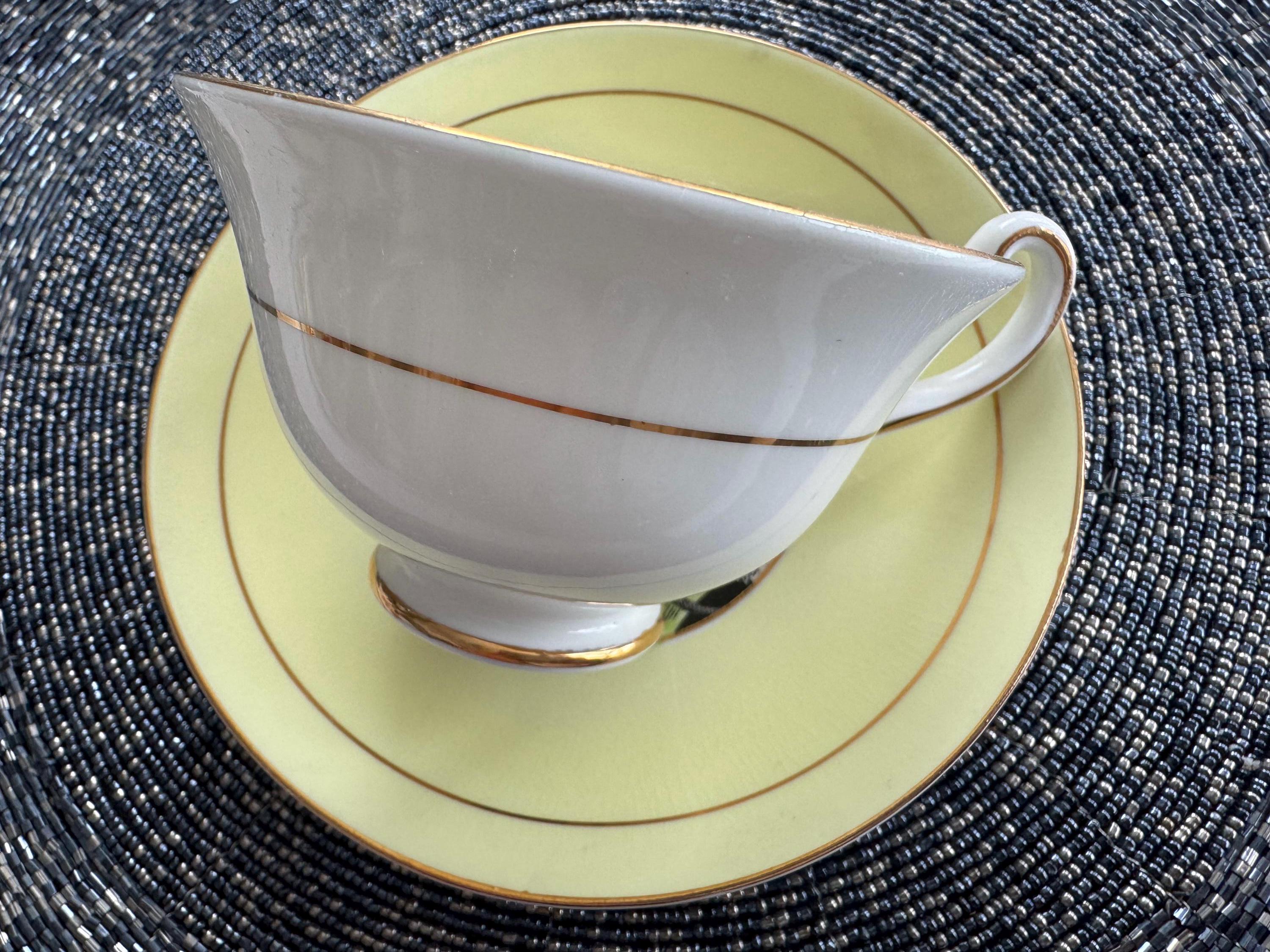 Vintage Rosina Bone China Tea Cup and Saucer: Sunny Yellow Floral, England