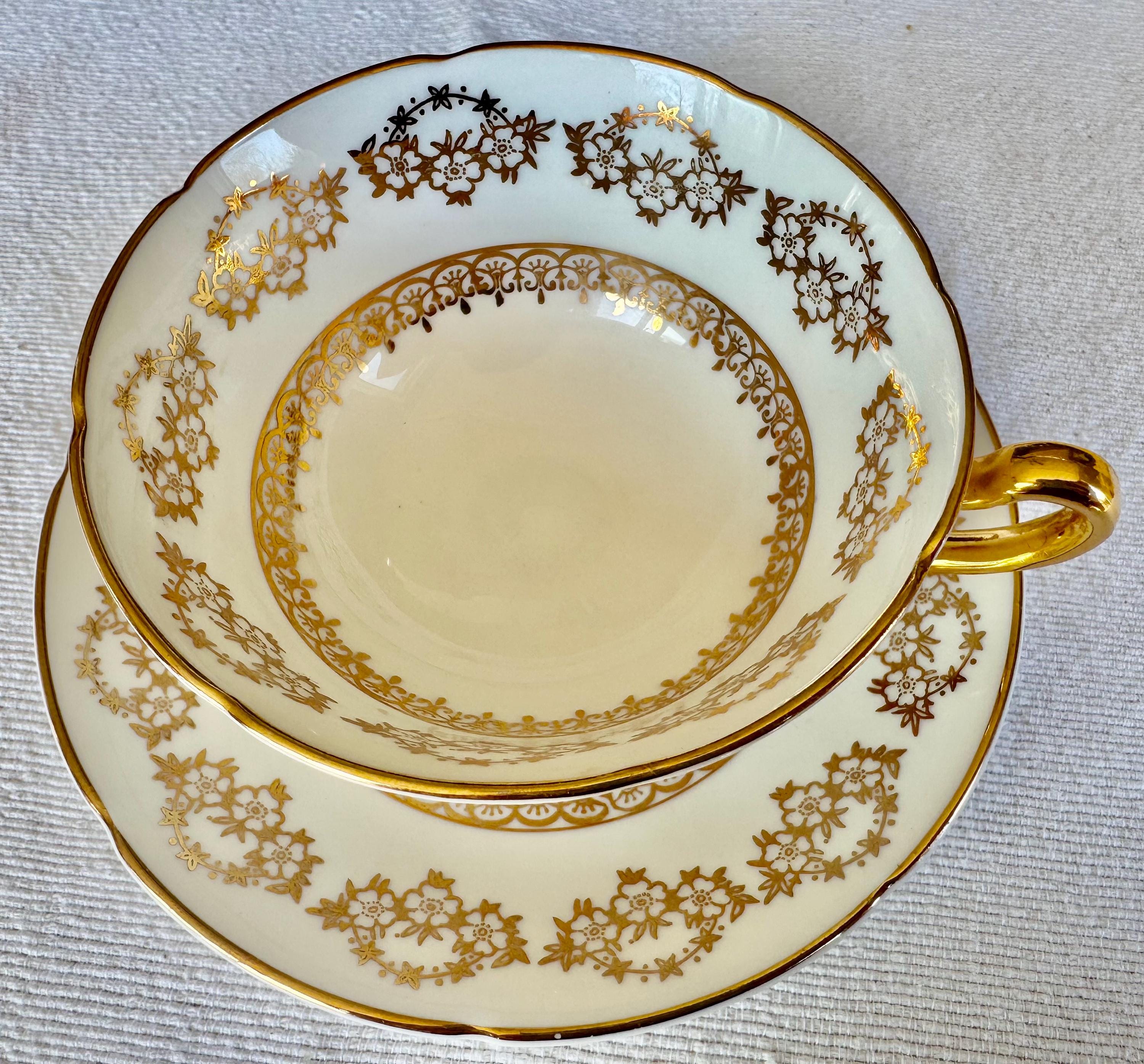 Royal Grafton Gold Filigree Teacup & Saucer – Fine Bone China, England