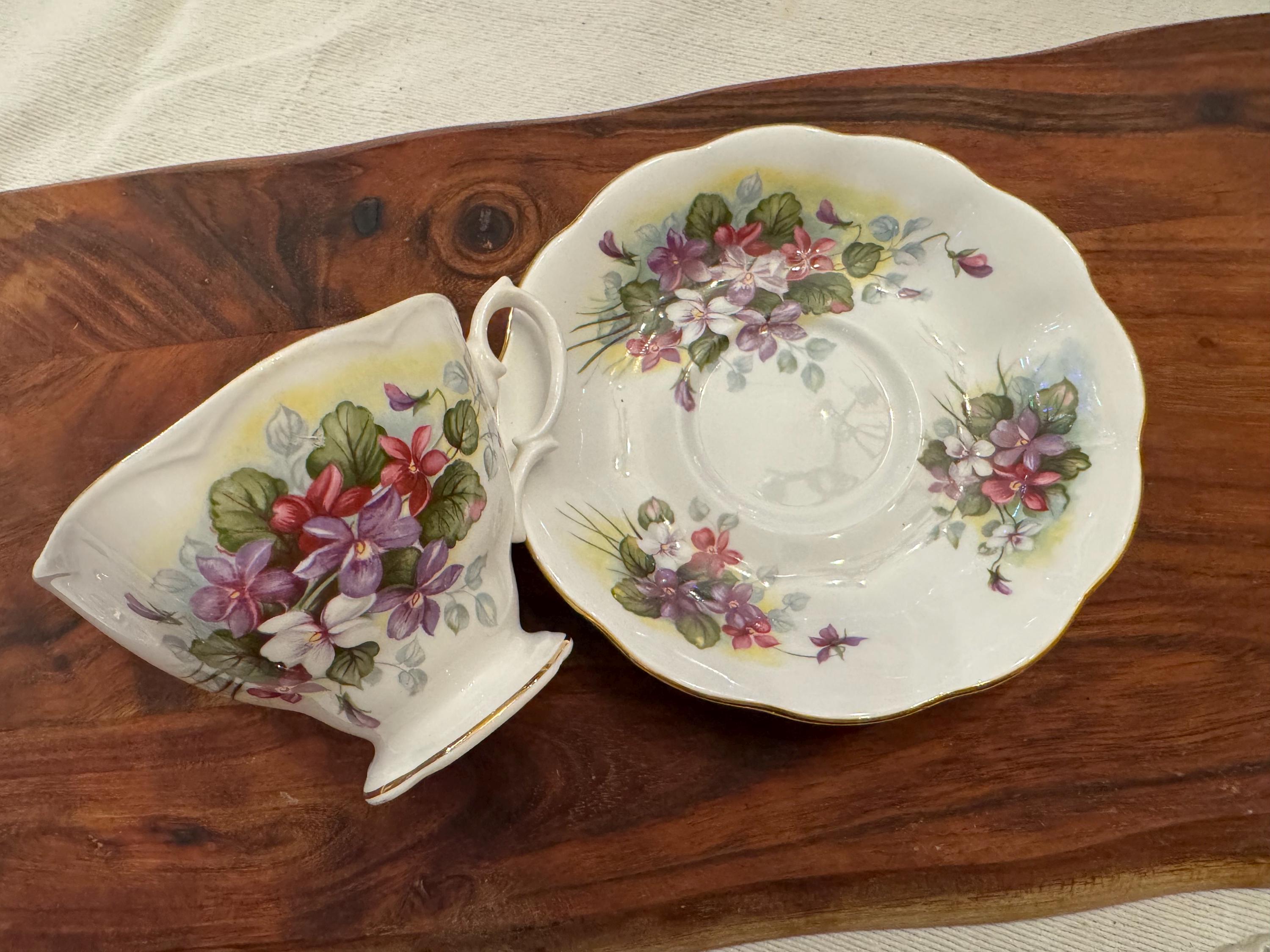Charming Royal Albert Fine Bone China Tea Cup and Saucer – Violet Bouquet