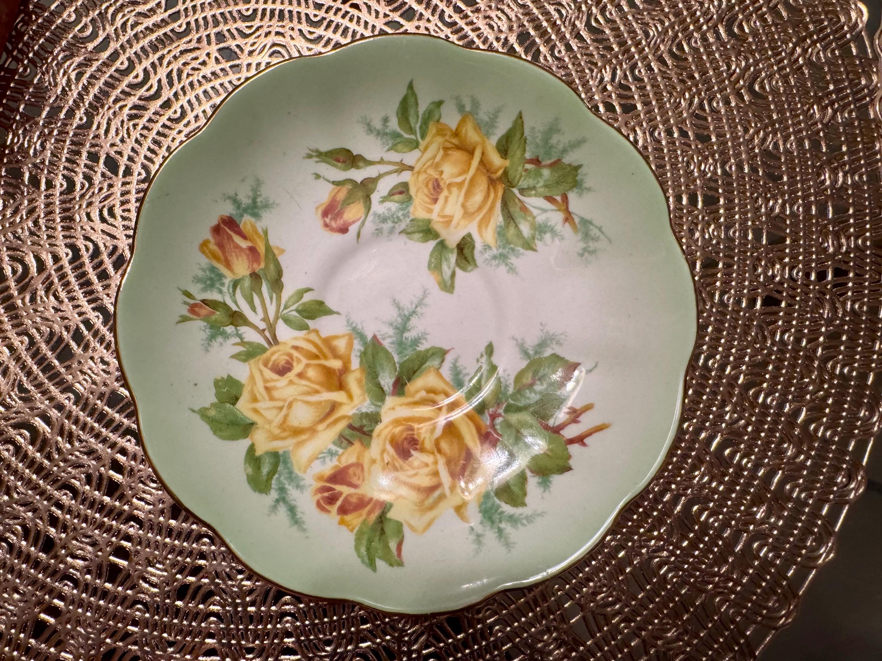 Vintage Royal Albert Teacup Set: Hampton Yellow Roses Bone China