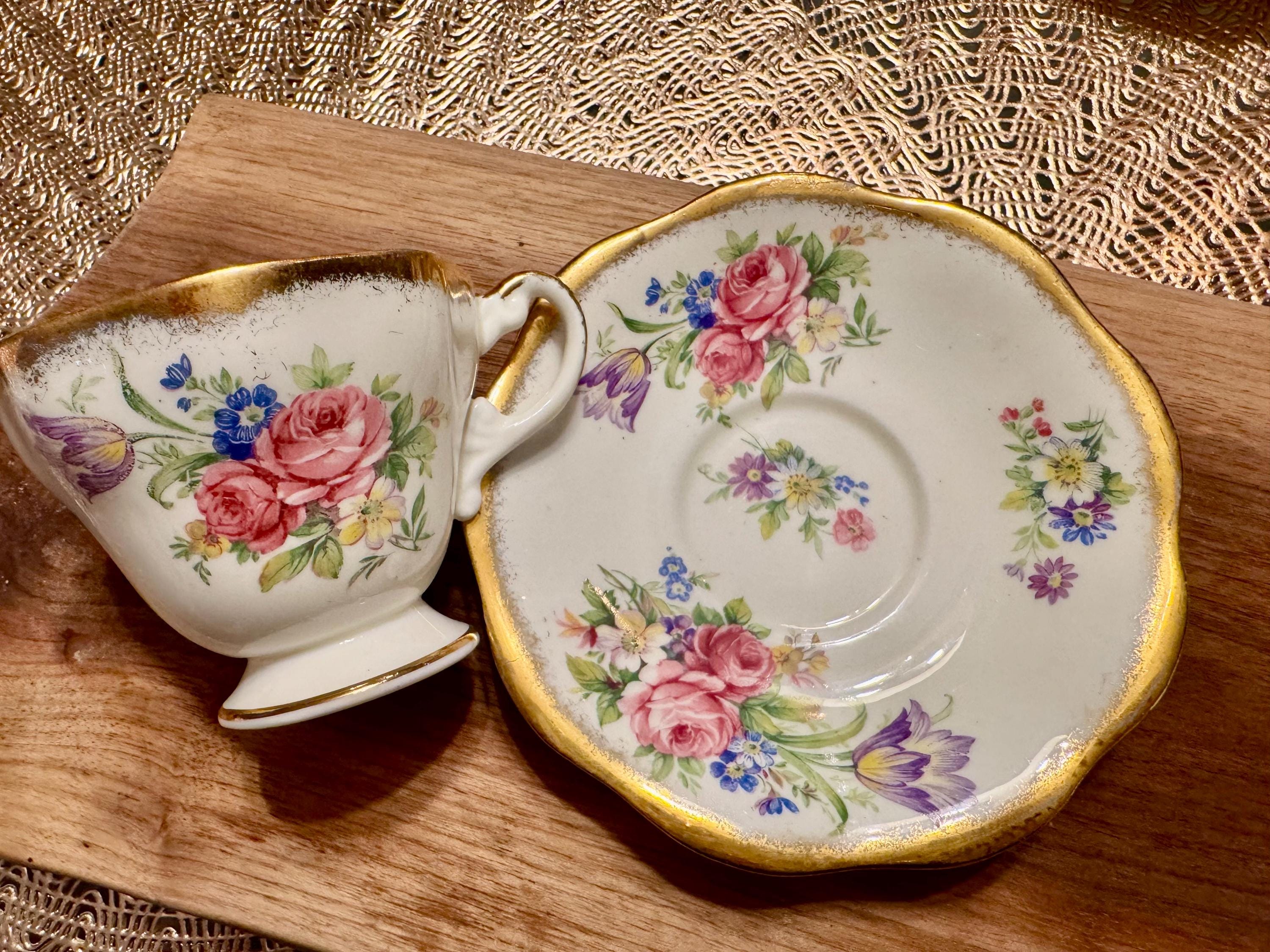 Vintage Foley Bone China Cup and Saucer: Floral Rose Tulip Design