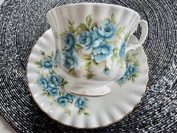 Vintage Royal Albert “Blue Roses” Bone China Teacup & Saucer – Made in England