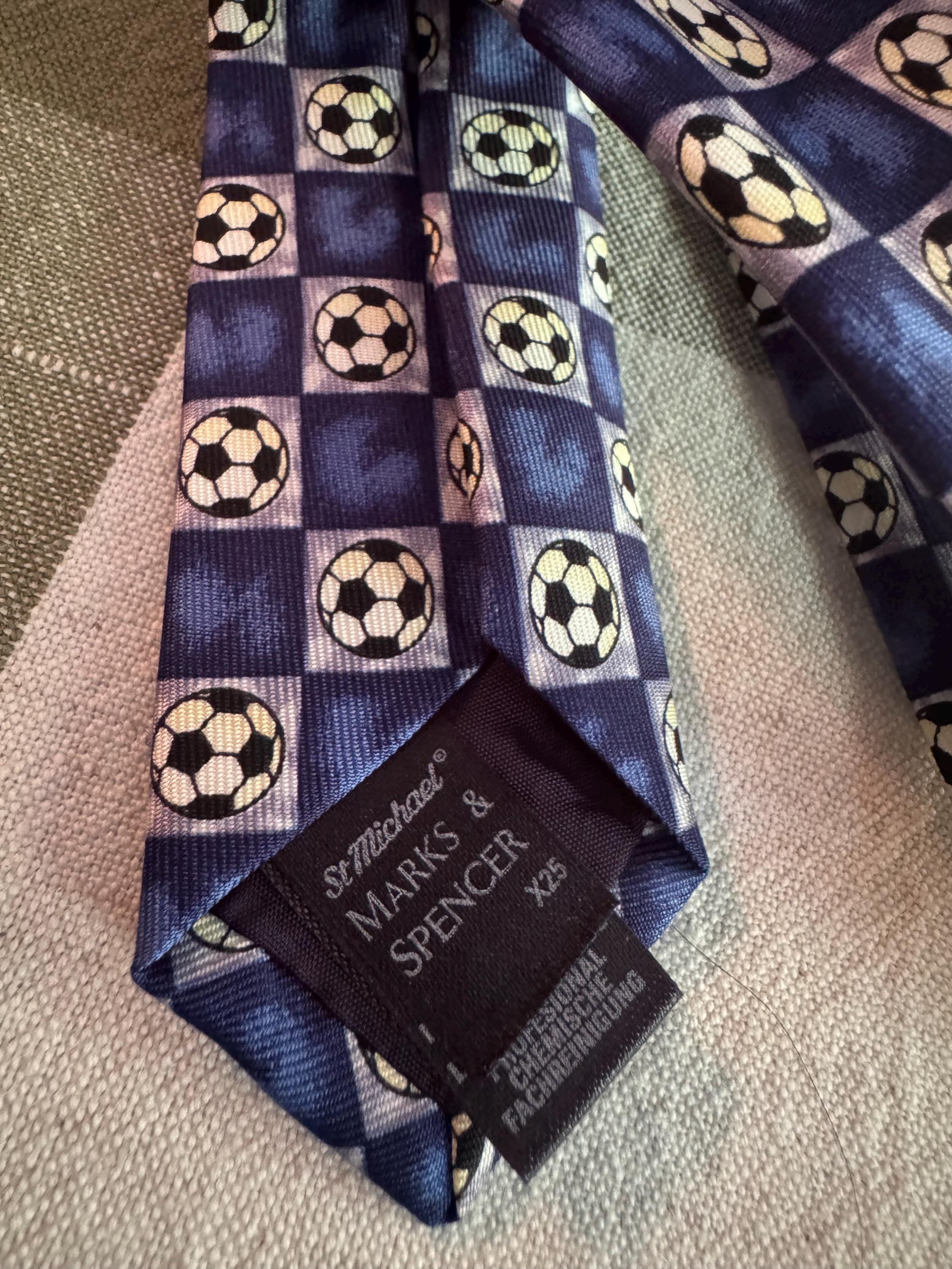 Vintage Pure Silk Soccer Ball Tie – Marks & Spencer UK Football Soccer Necktie