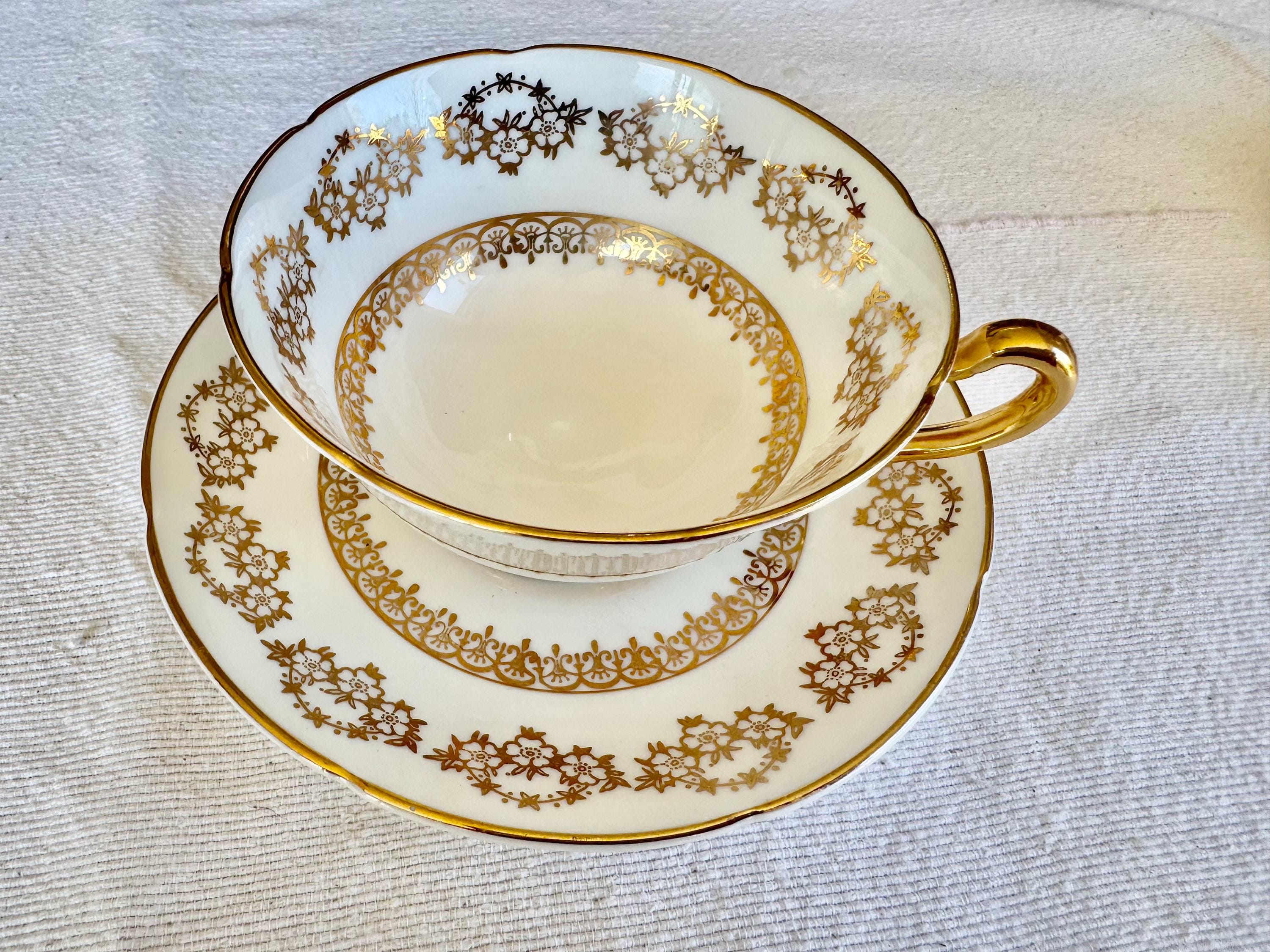 Royal Grafton Gold Filigree Teacup & Saucer – Fine Bone China, England