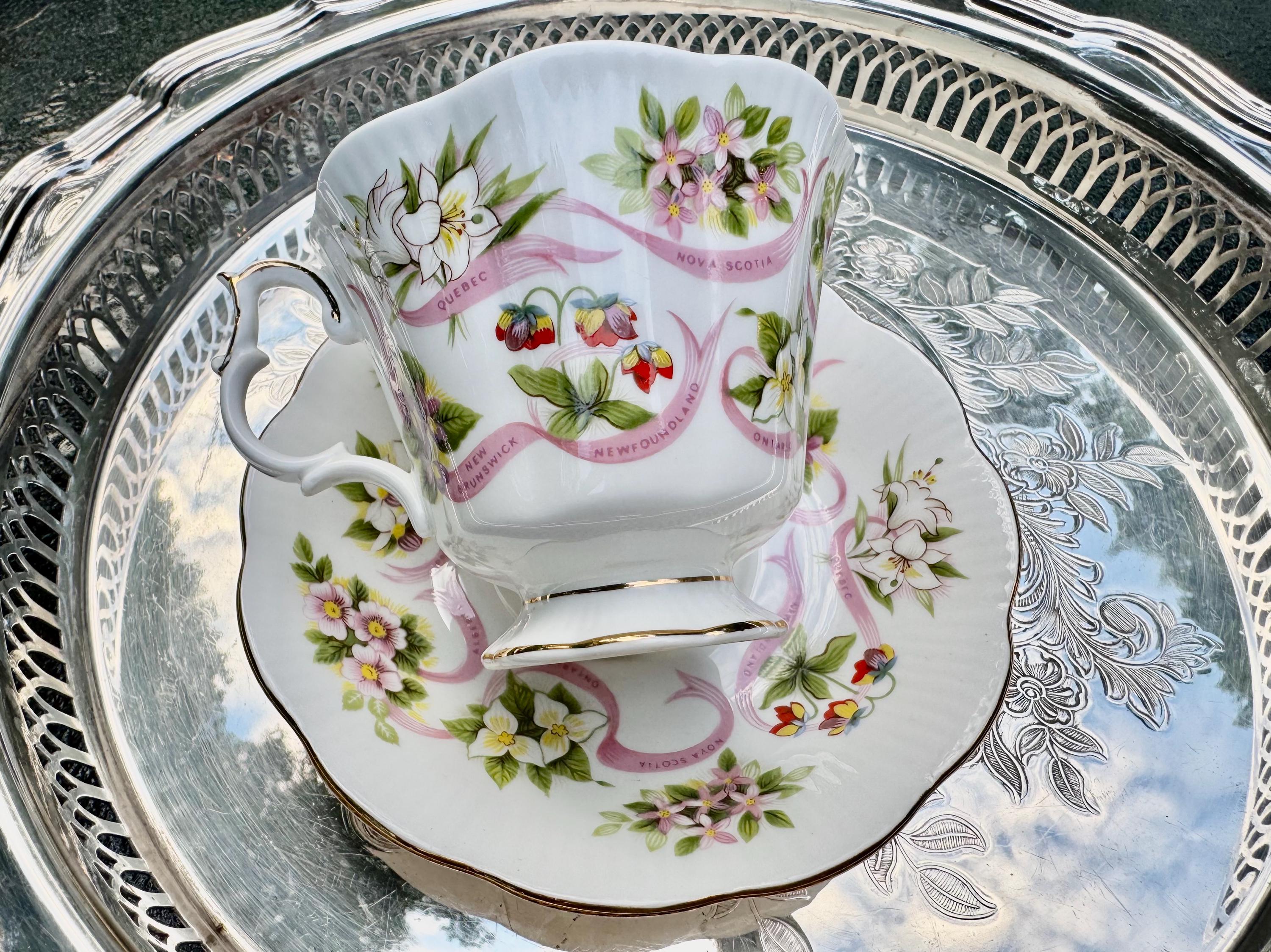 Vintage Royal Albert Teacup & Saucer: "Our Emblems Dear - Canada" Fine Bone China