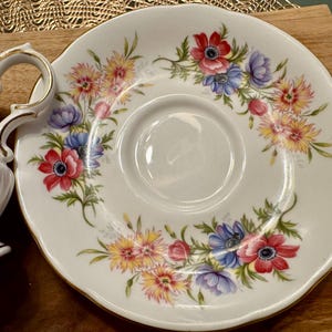 Vintage Paragon “Flower Festival” Bone China Cup and Saucer - Made in England (1957-1960) image 10