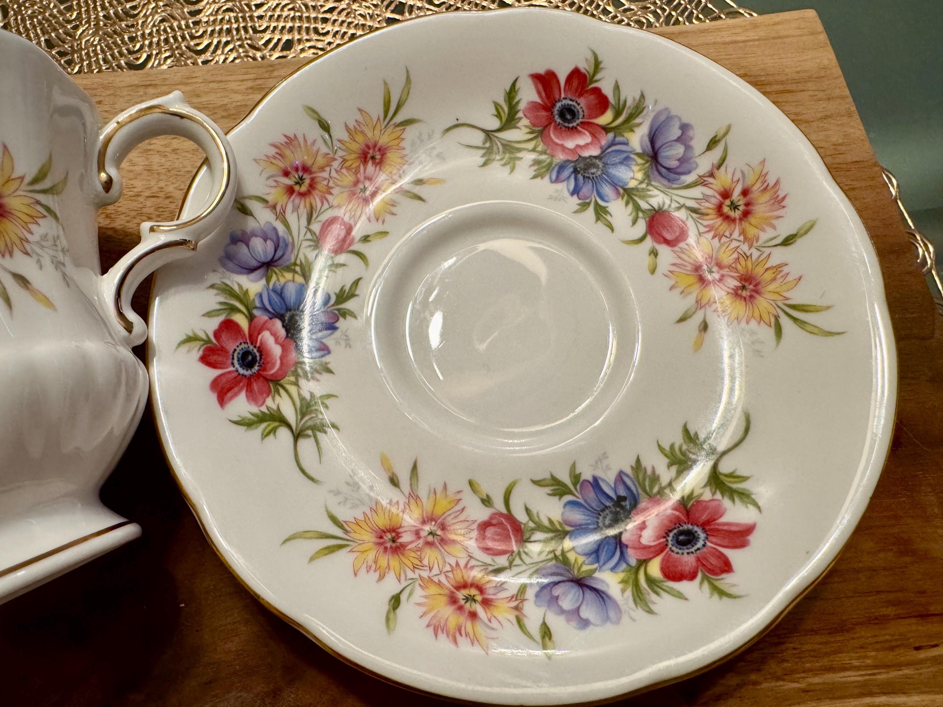 Vintage Paragon “Flower Festival” Bone China Cup and Saucer - Made in England (1957-1960)