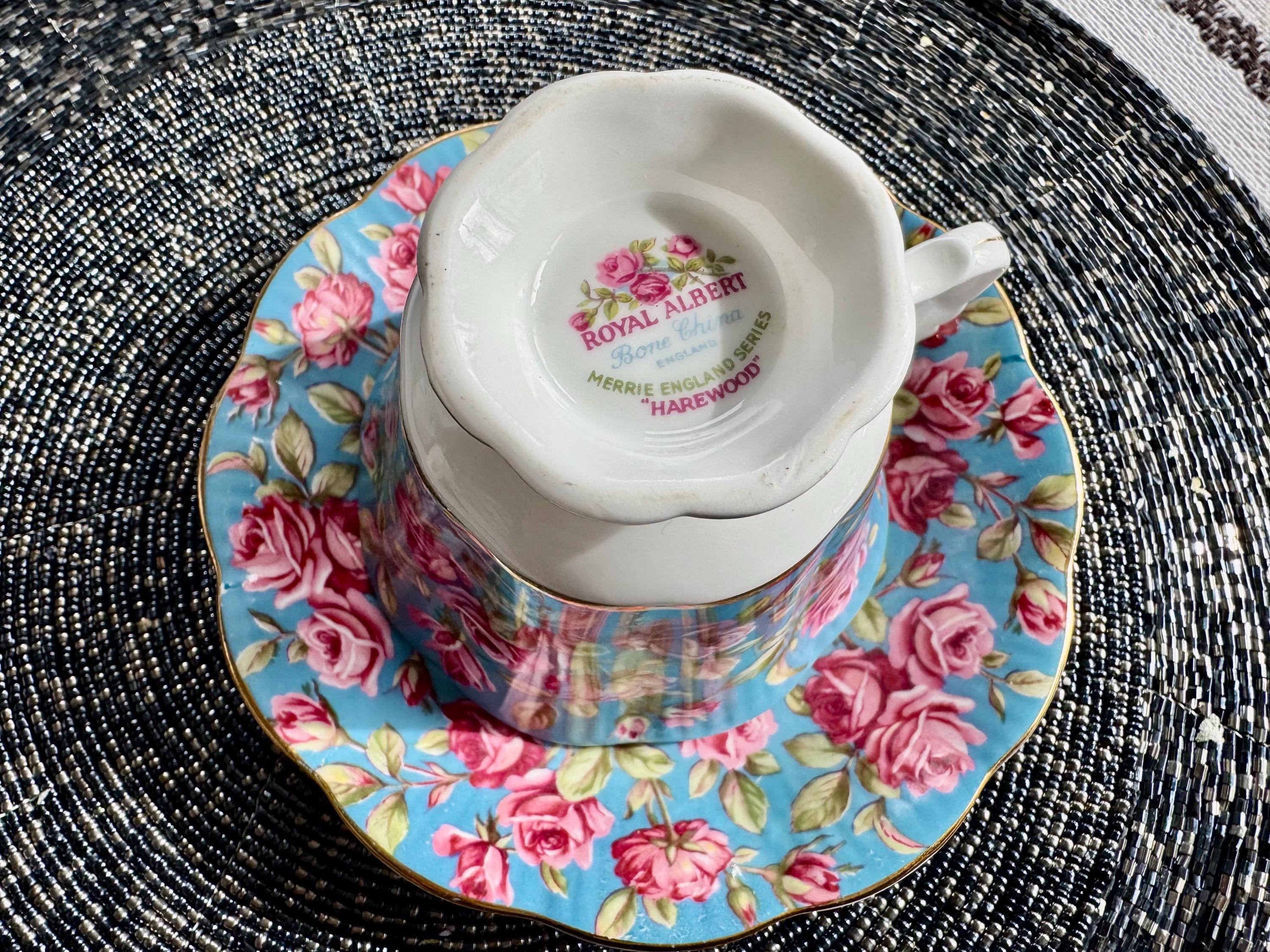 Royal Albert Merrie England Series “Harewood” Teacup & Saucer – Made in England