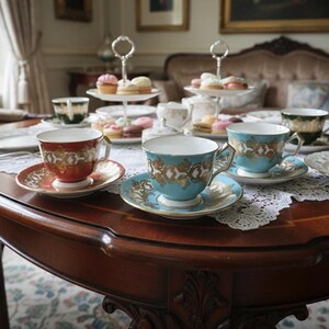Vintage Aynsley “Rich Baroque” Style Teacup & Saucer Sets – Multiple Color Options – Bone China – England 画像 13