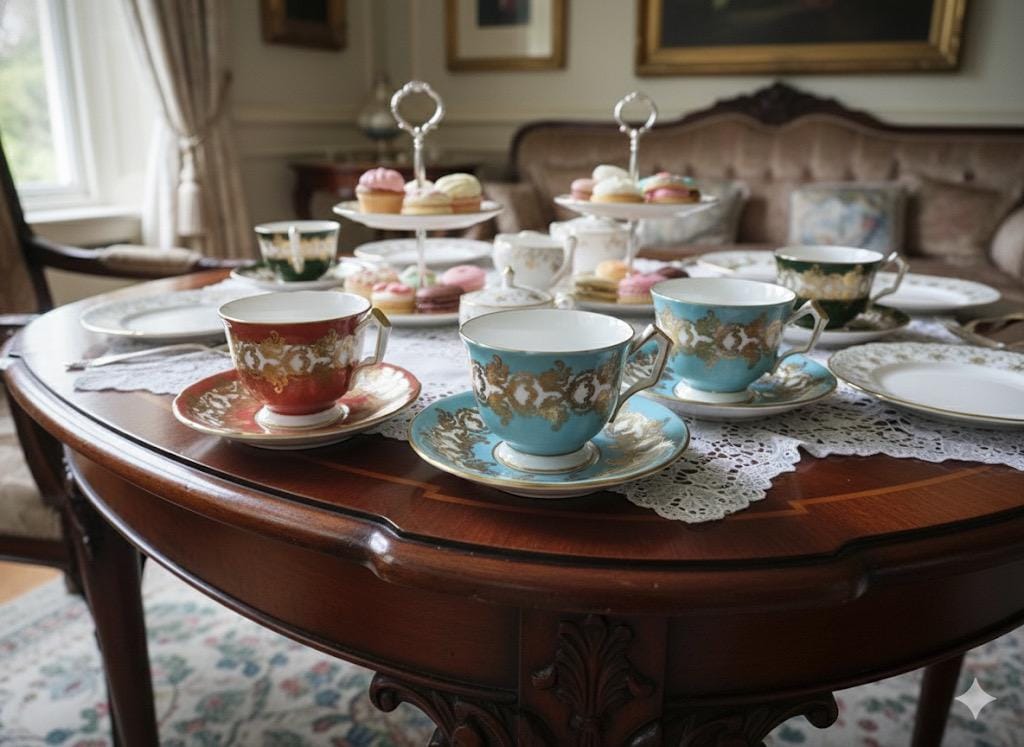 Vintage Aynsley “Rich Baroque” Style Teacup & Saucer Sets – Multiple Color Options – Bone China – England