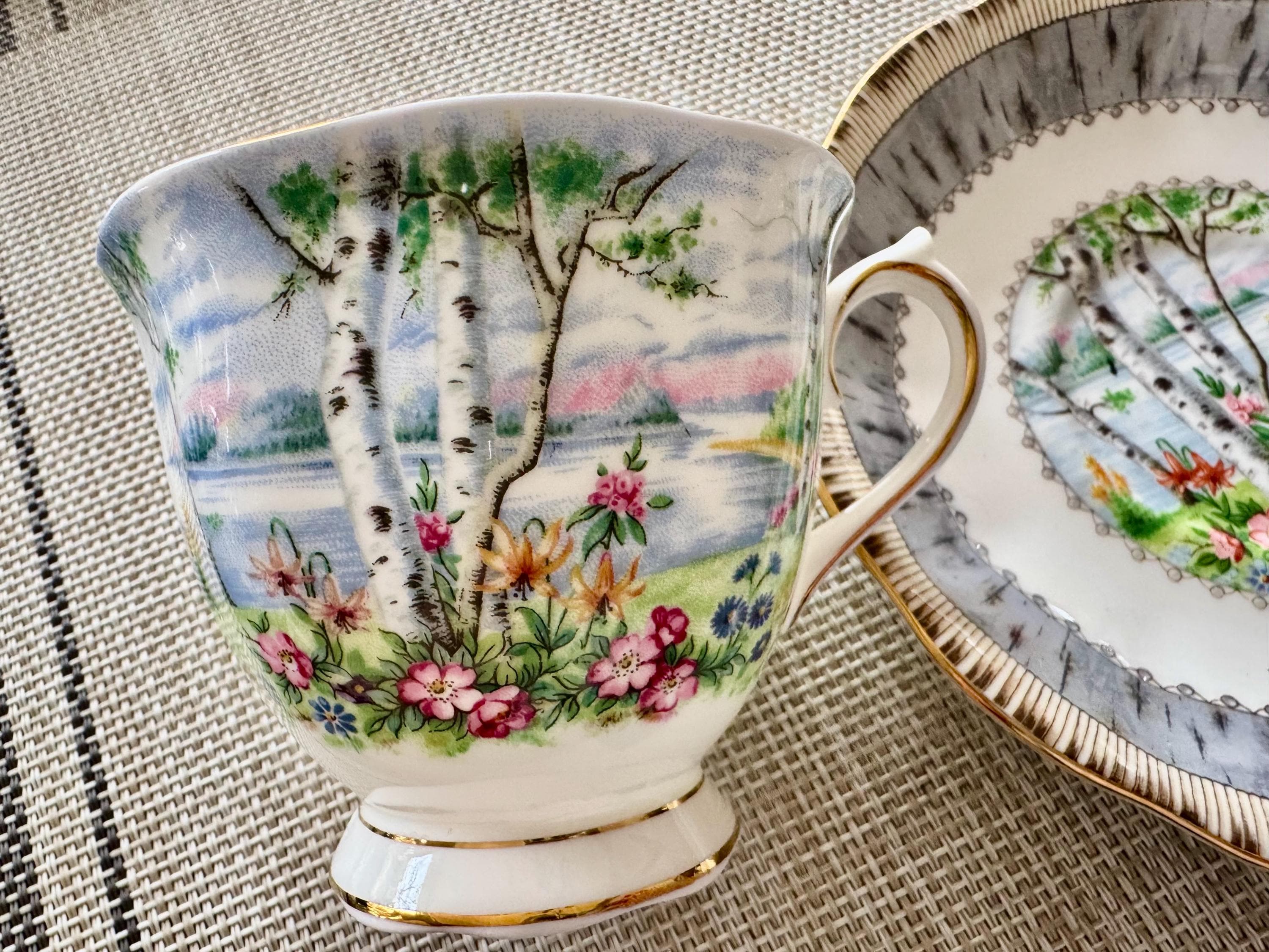 Vintage Royal Albert “Silver Birch” Bone China Teacup & Saucer – Made in England