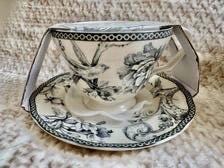 222 Fifth “Adelaide” Blue White Floral Bird Ironstone – Teapot or Cup & Saucer Set