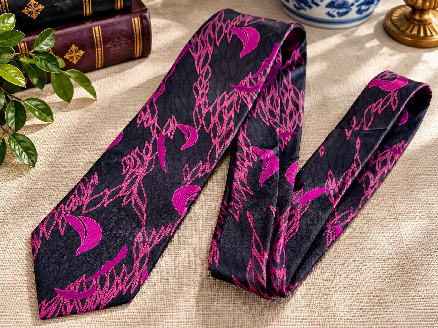 Vintage Christian Dumas Silk Tie – Made in Canada – Patchwork Baroque Designer Necktie – 100% Silk
