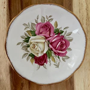 Vintage Queen Anne “Lady Sylvia” Teacup & Saucer – Pink Cream Roses with Gold Trim – England image 6