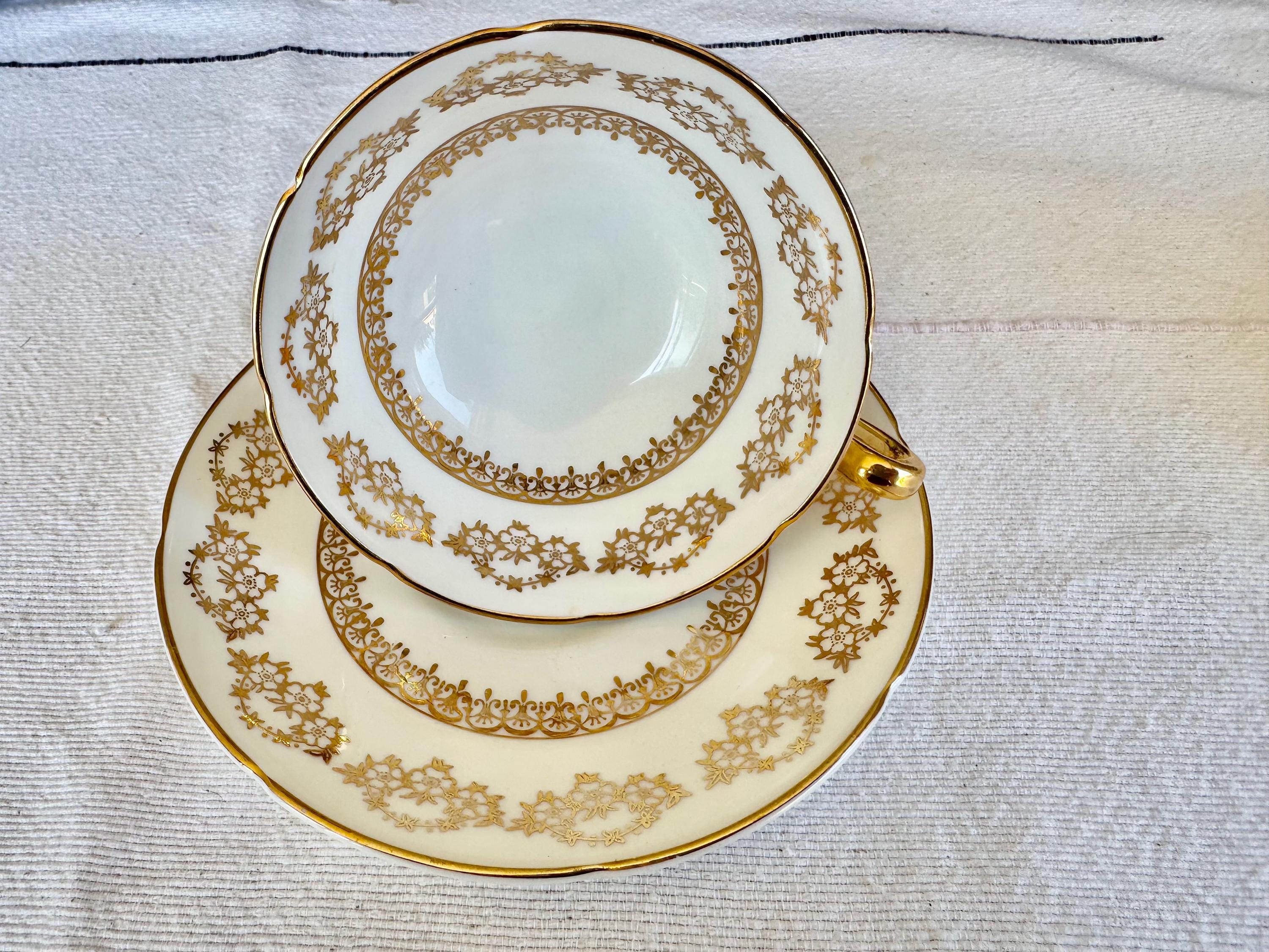 Royal Grafton Gold Filigree Teacup & Saucer – Fine Bone China, England