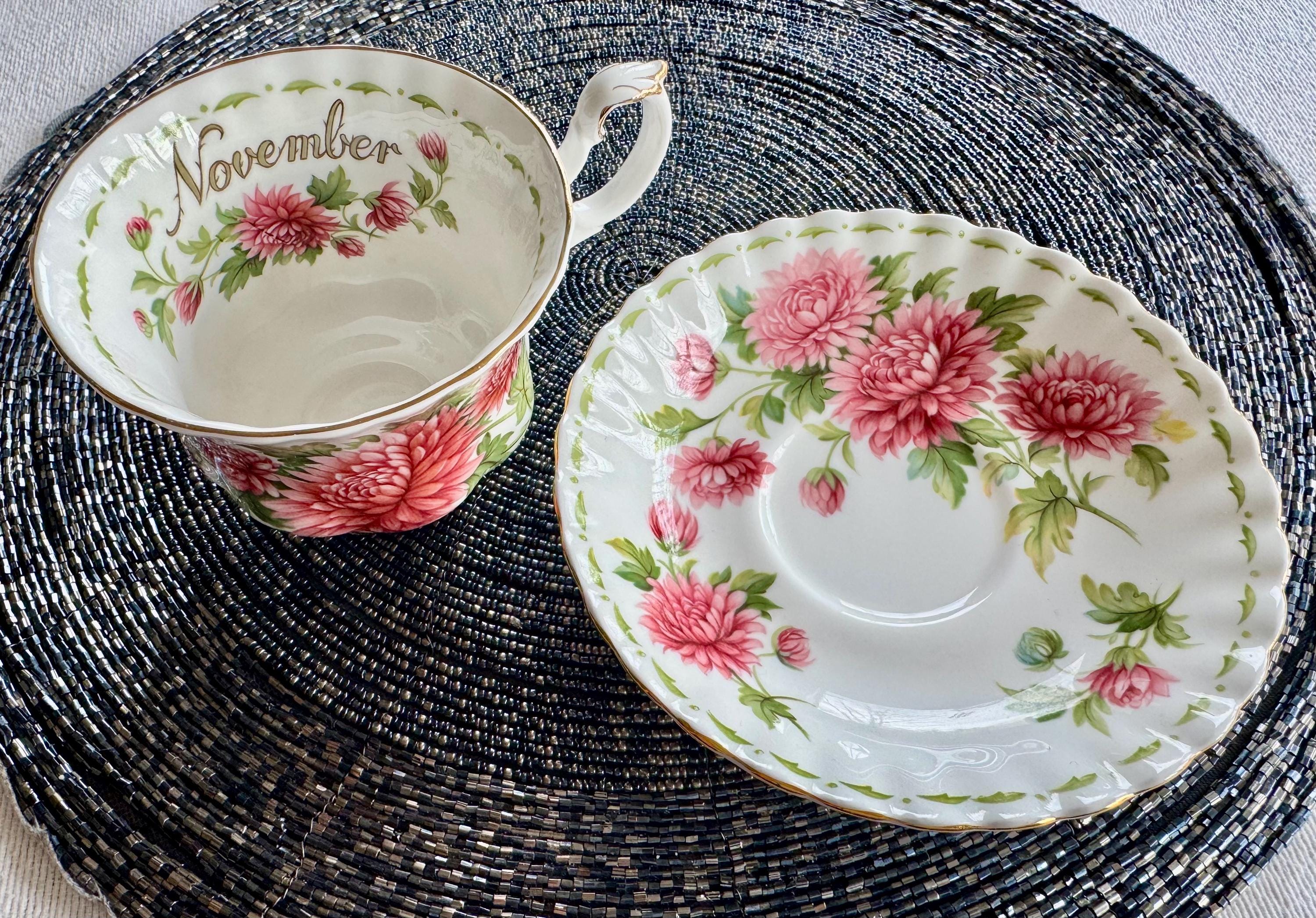 Vintage Royal Albert Flower of the Month – November Chrysanthemum Teacup & Saucer