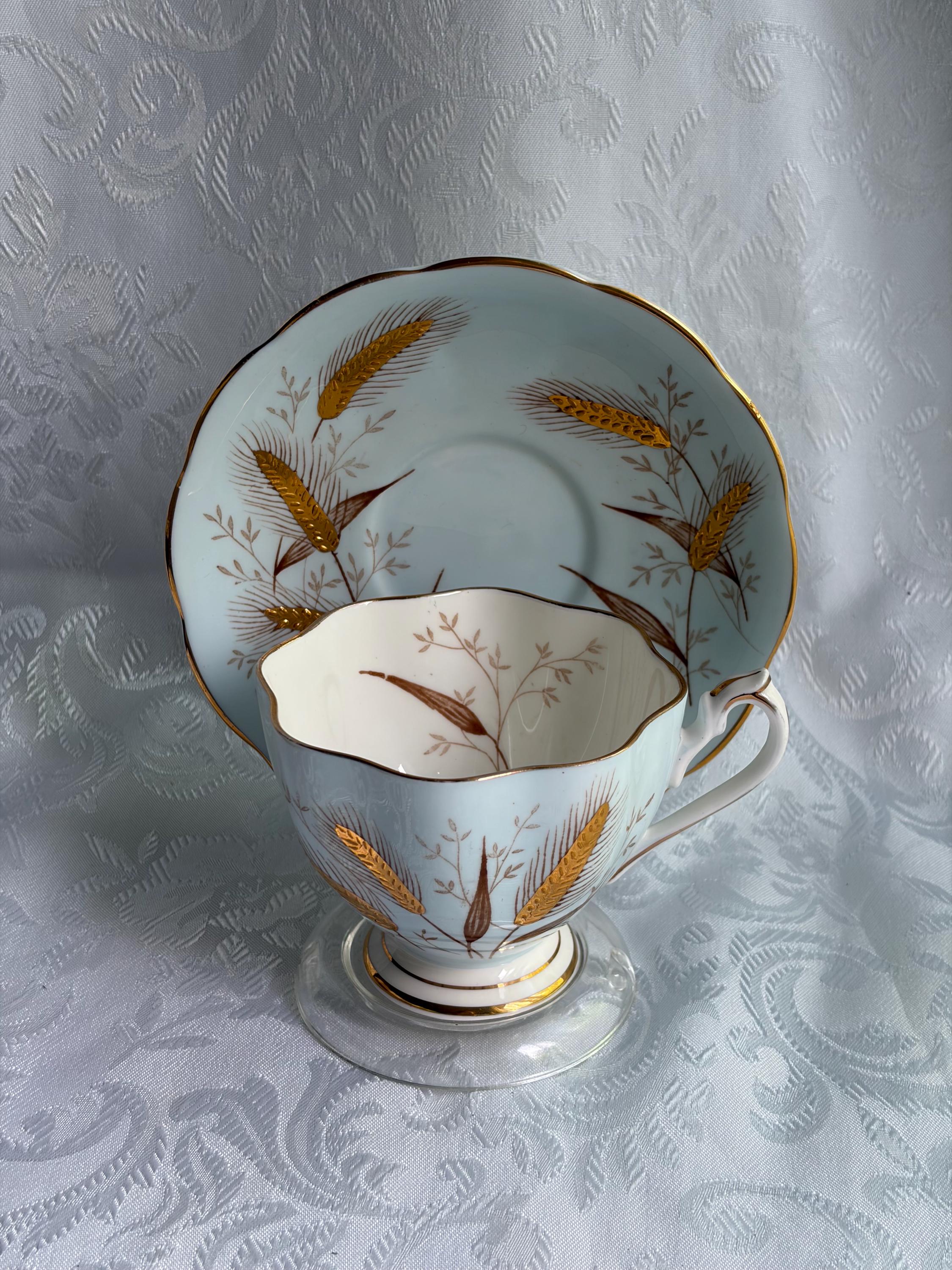 Queen Anne Fine Bone China Teacup Saucer – Wheat Pattern, Made England