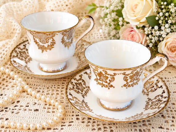 Vintage Paragon Fine Bone China Teacup Saucer Set – Gold England Tea Service