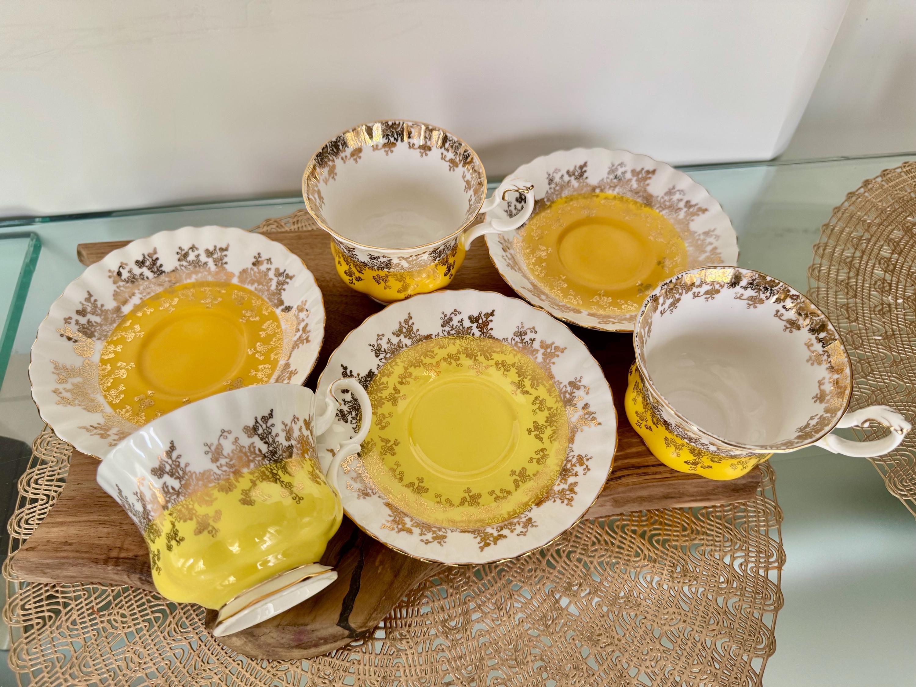 Exquisite Royal Albert Regal Series Cup and Saucer – Yellow and Gold Elegance