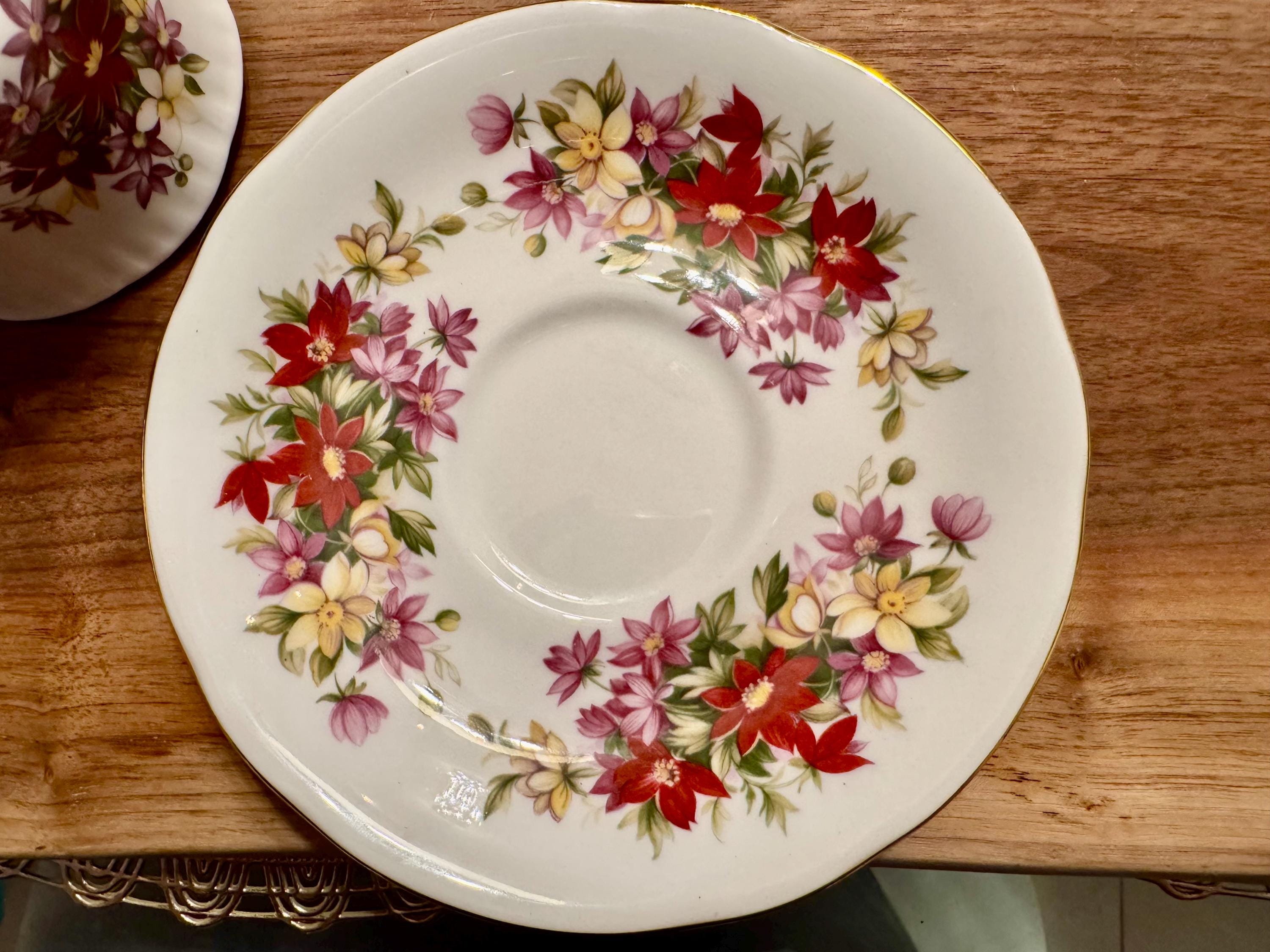 Vintage Paragon “Flower Festival” Bone China Cup and Saucer - Made in England (1957-1960)