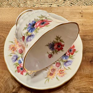 Vintage Paragon “Flower Festival” Bone China Cup and Saucer - Made in England (1957-1960) image 7