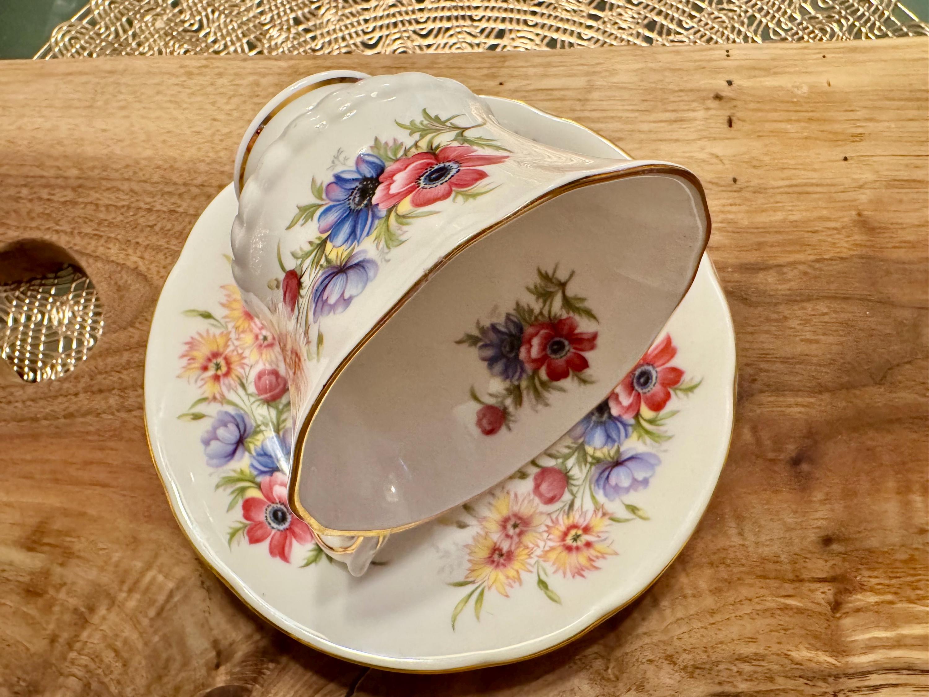 Vintage Paragon “Flower Festival” Bone China Cup and Saucer - Made in England (1957-1960)