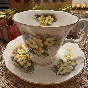 Vintage Royal Albert “Primrose” Teacup and Saucer Set - Elegant Floral Design image 1