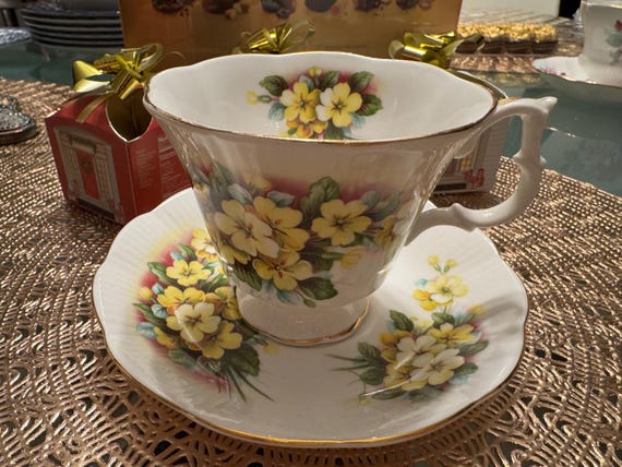 Vintage Royal Albert “Primrose” Teacup and Saucer Set - Elegant Floral Design