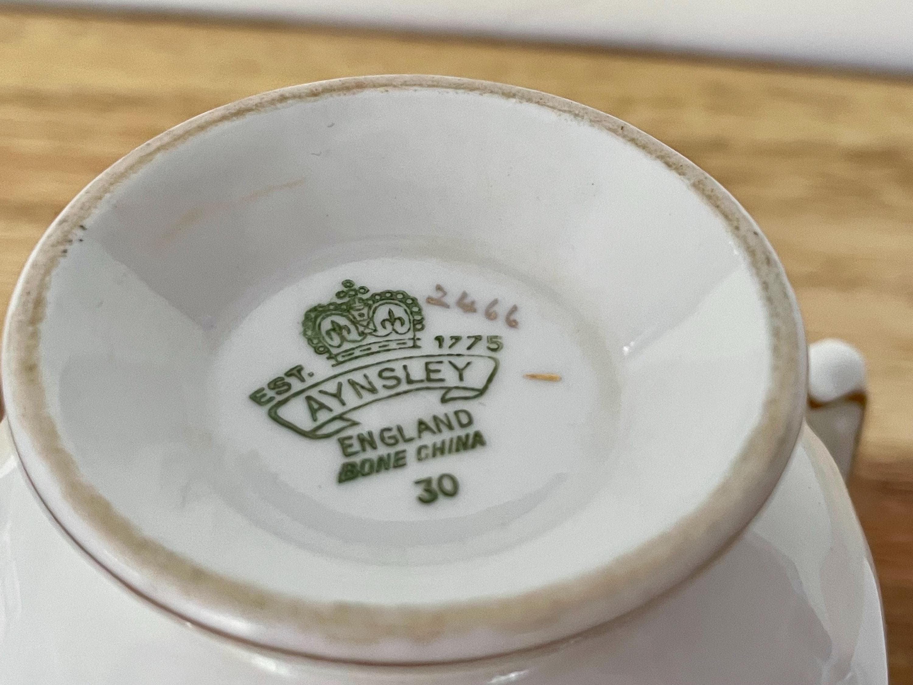 Vintage England Fine Bone China Cup and Saucer: Floral Gold Trim