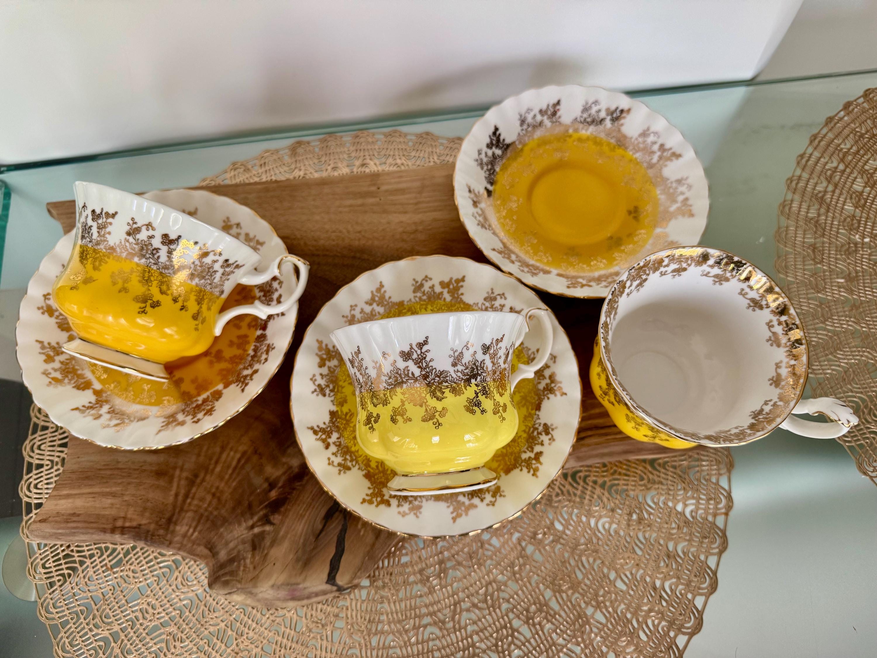 Exquisite Royal Albert Regal Series Cup and Saucer – Yellow and Gold Elegance