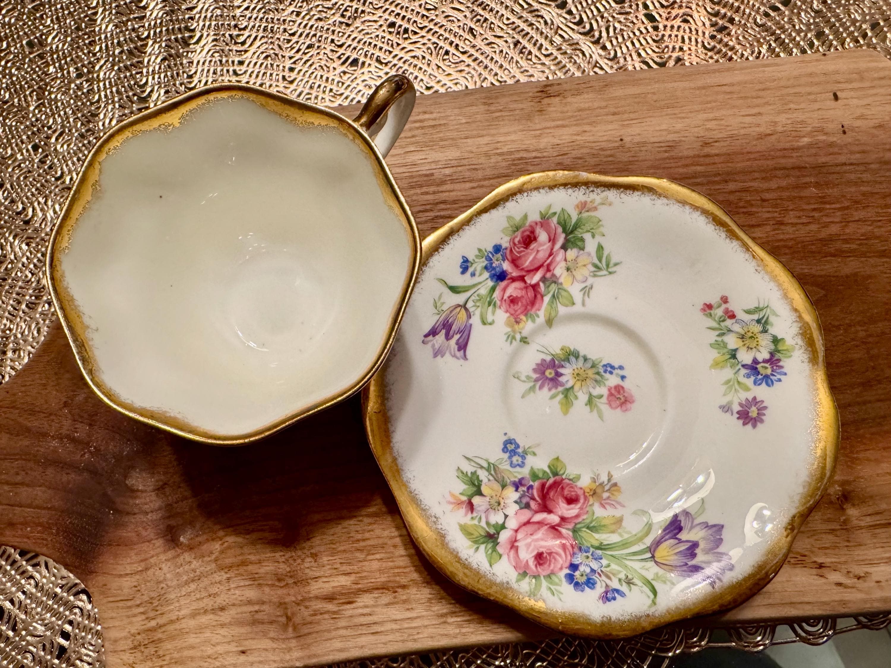 Vintage Foley Bone China Cup and Saucer: Floral Rose Tulip Design