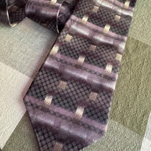 Vintage Tiziano Milano Sidenslips – Plommon Geometrisk Designer Herrslips Neckwear Kanada bild 2
