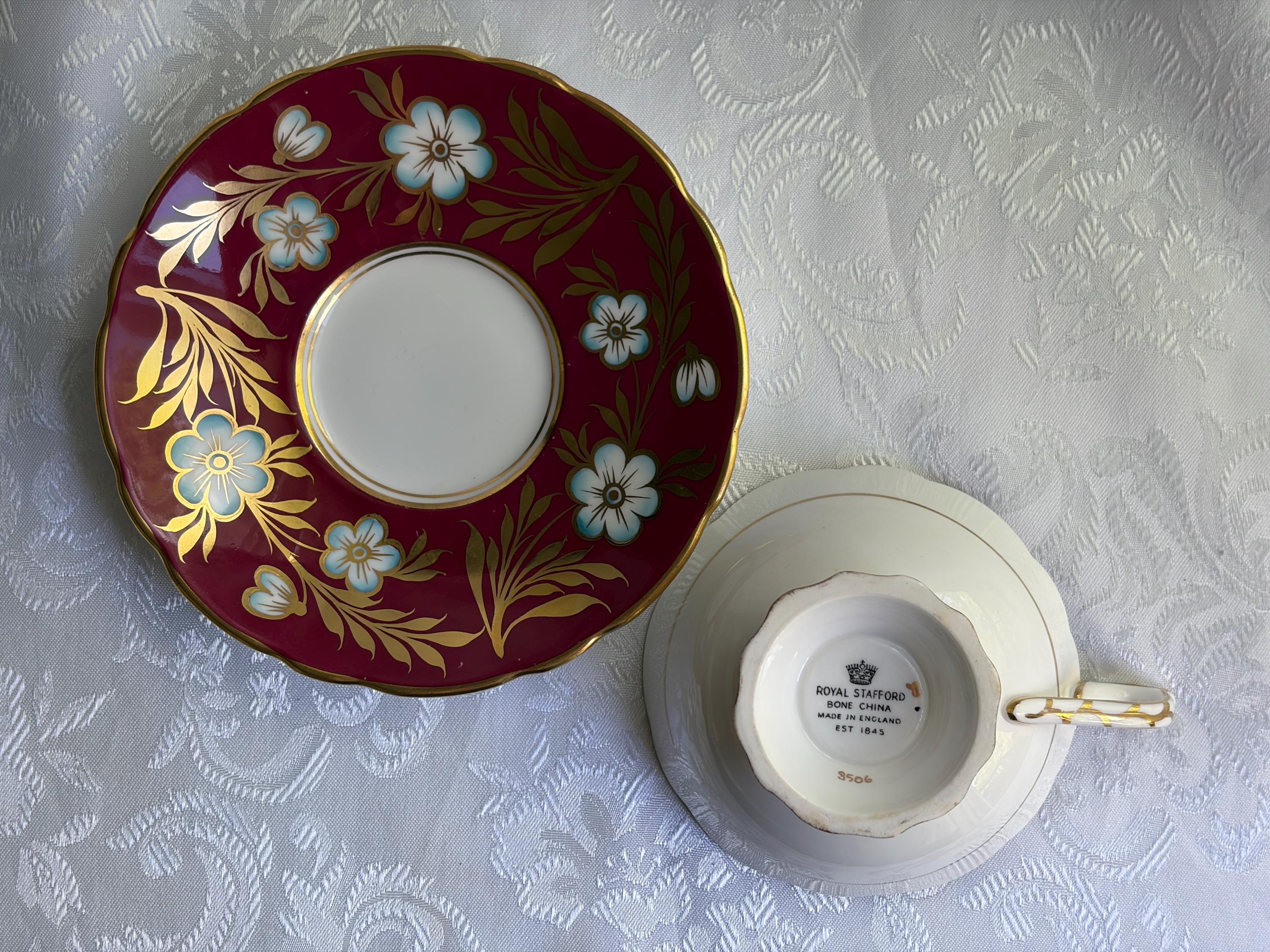 Royal Stafford Bone China Teacup & Saucer Set — Pattern 8506