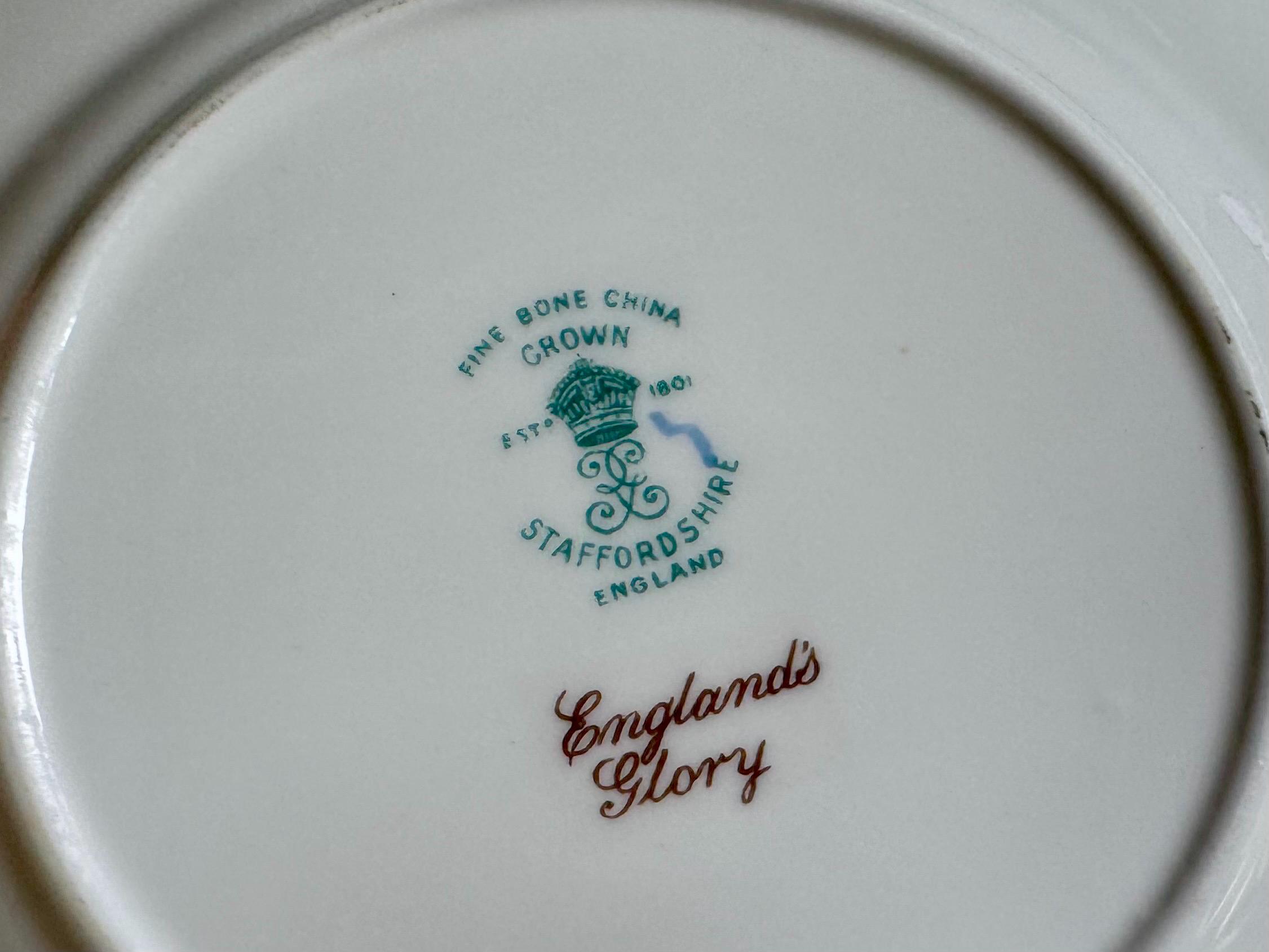 Vintage Crown Staffordshire “england's Glory” Plates – Sets of 4