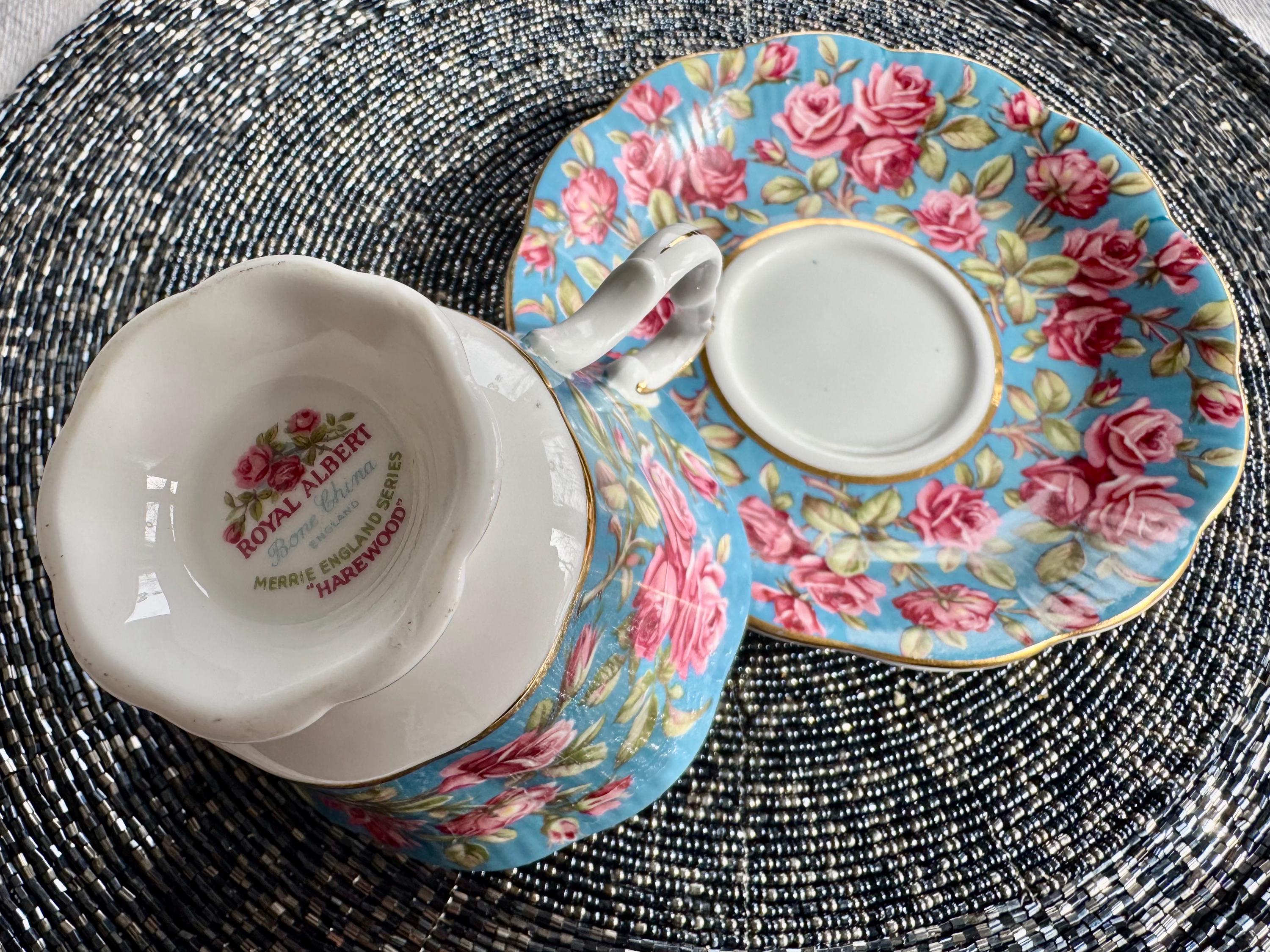 Royal Albert Merrie England Series “Harewood” Teacup & Saucer – Made in England