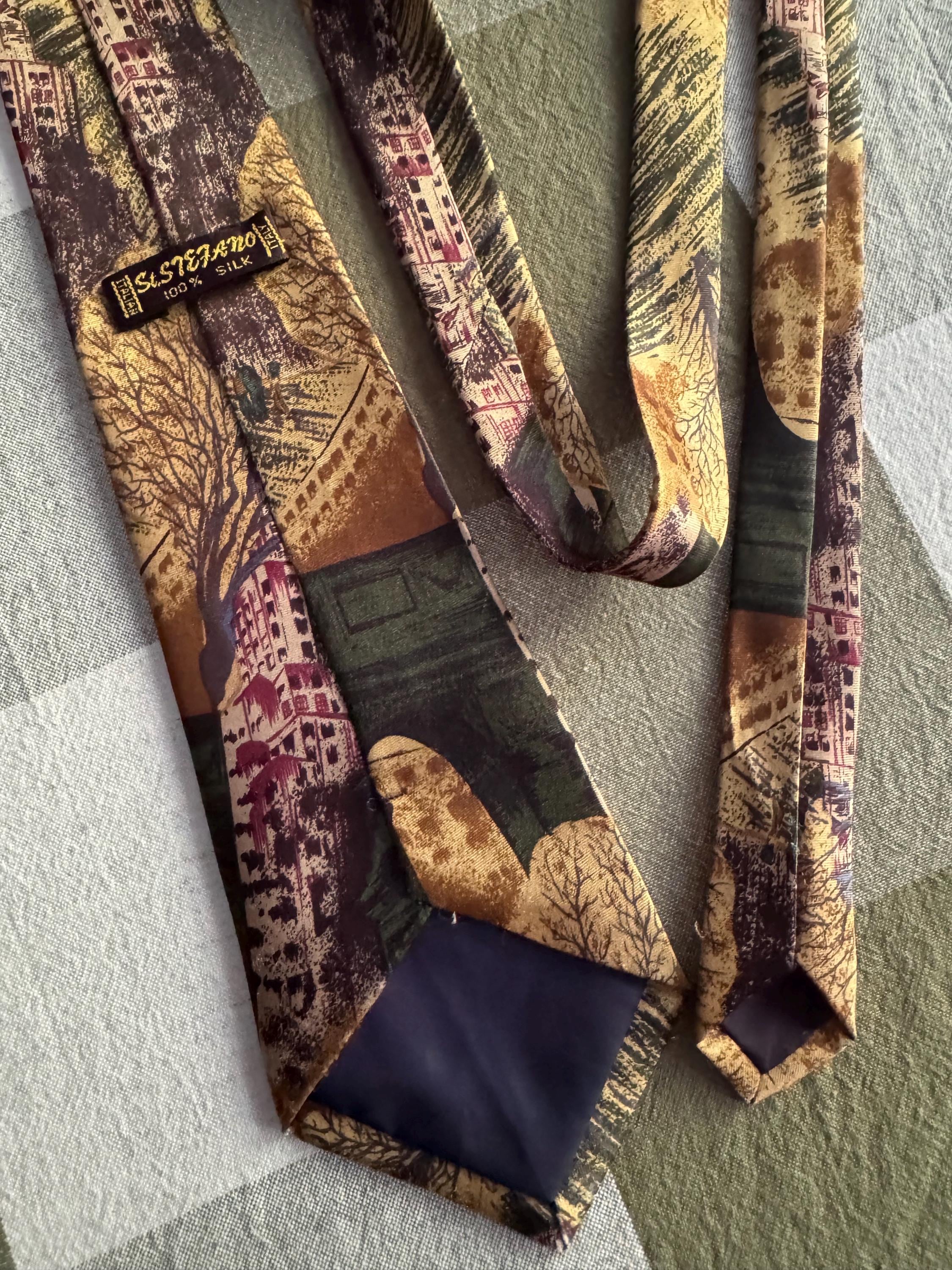 Vintage Domenico Franco 100% Silk Tie – Made in Canada – Funky Fashion Accessories Novelty Print