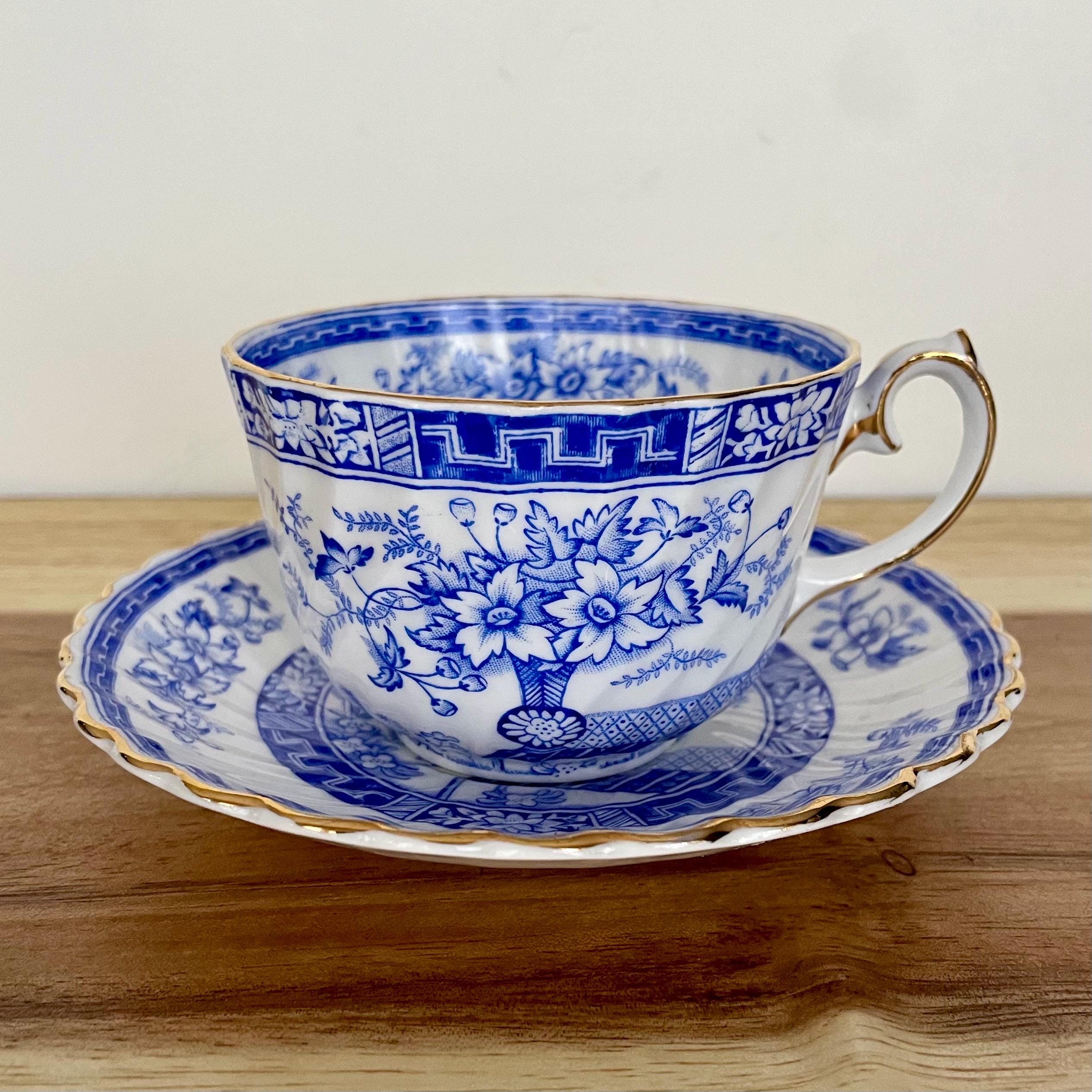 Vintage Gladstone Bone China Cup & Saucer – “Blue Rhapsody” – England