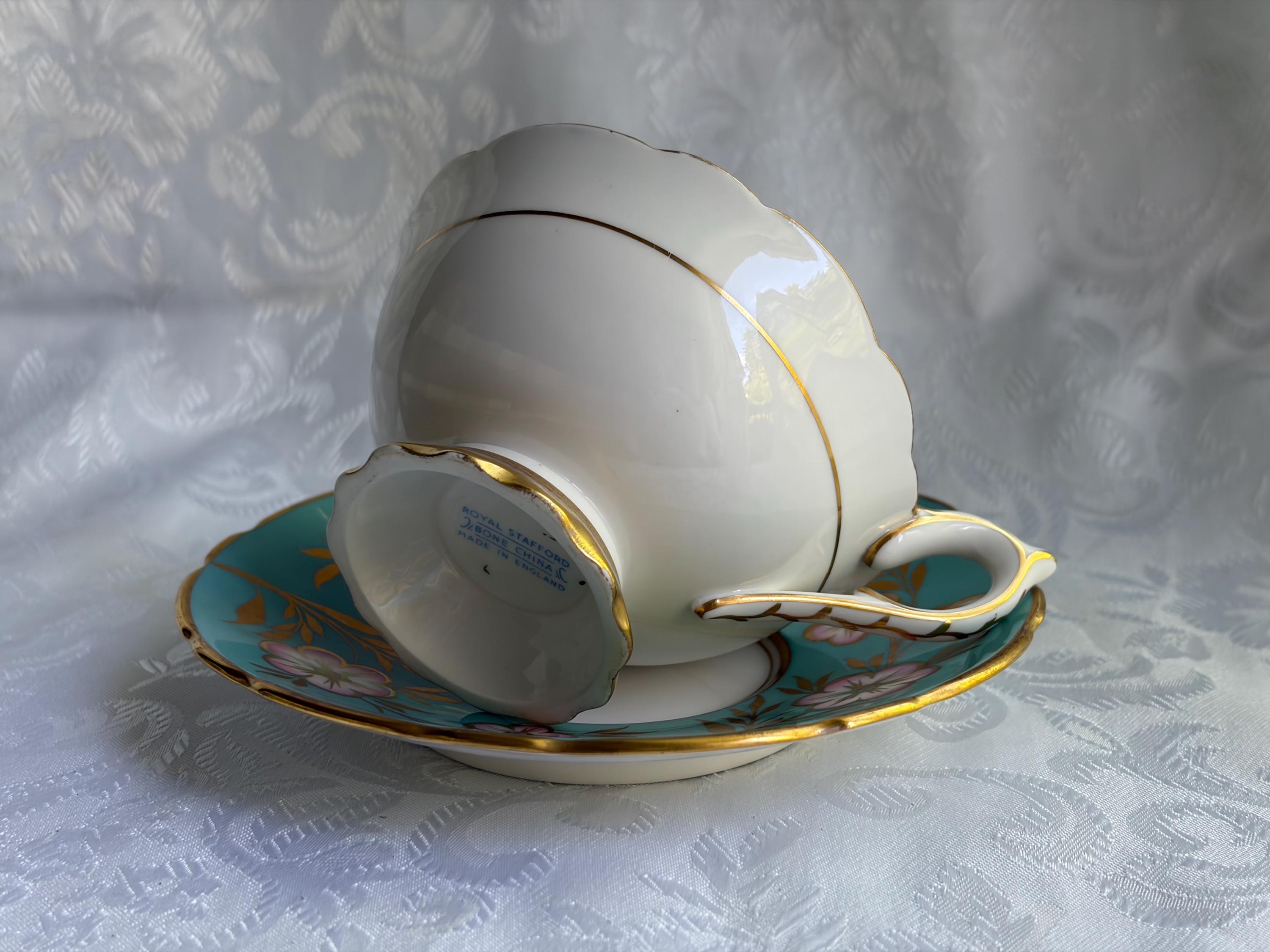 Royal Stafford Bone China Teacup & Saucer Set — Pattern 8506