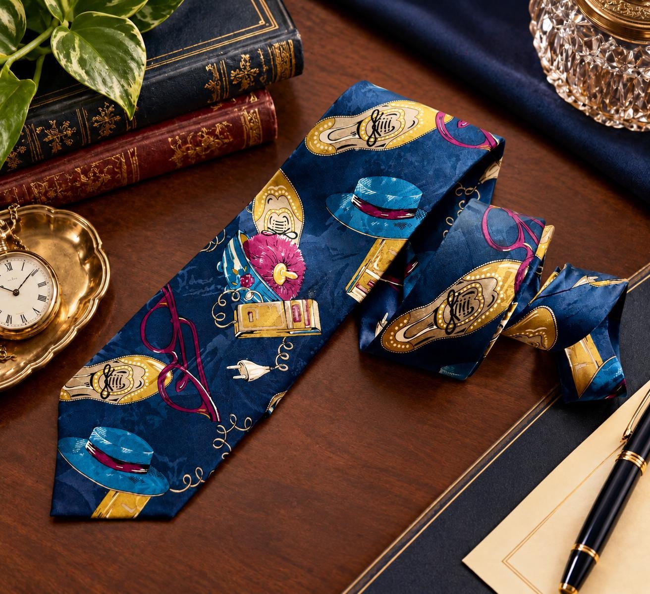 Vintage Domenico Franco 100% Silk Tie – Made in Canada – Funky Fashion Accessories Novelty Print