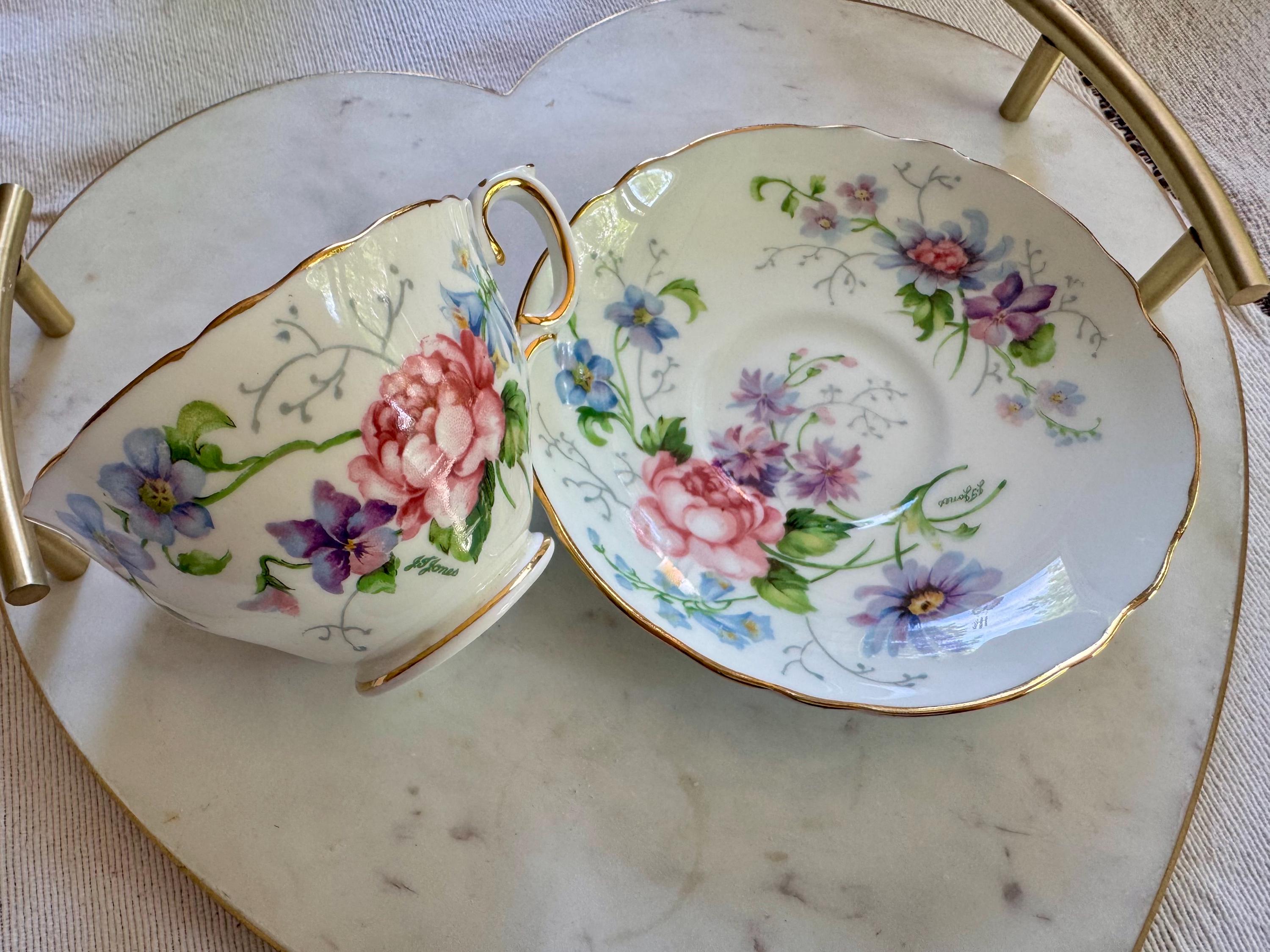 Vintage Crown Staffordshire “England’s Glory” Teacup & Saucer