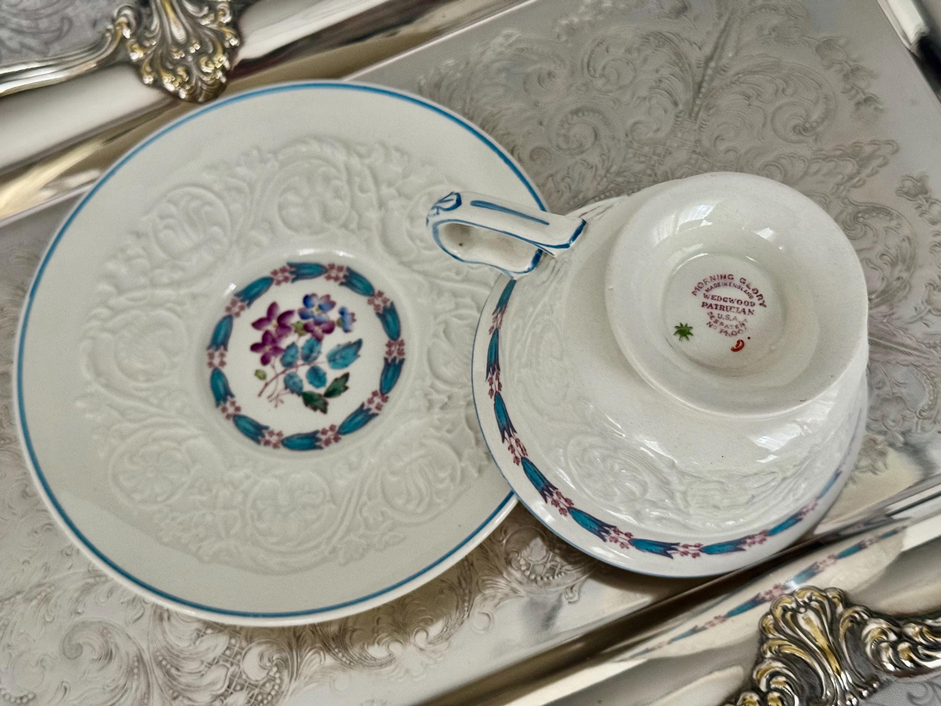Vintage Wedgwood Patrician “Morning Glory” Embossed Teacup & Saucer – Made in England