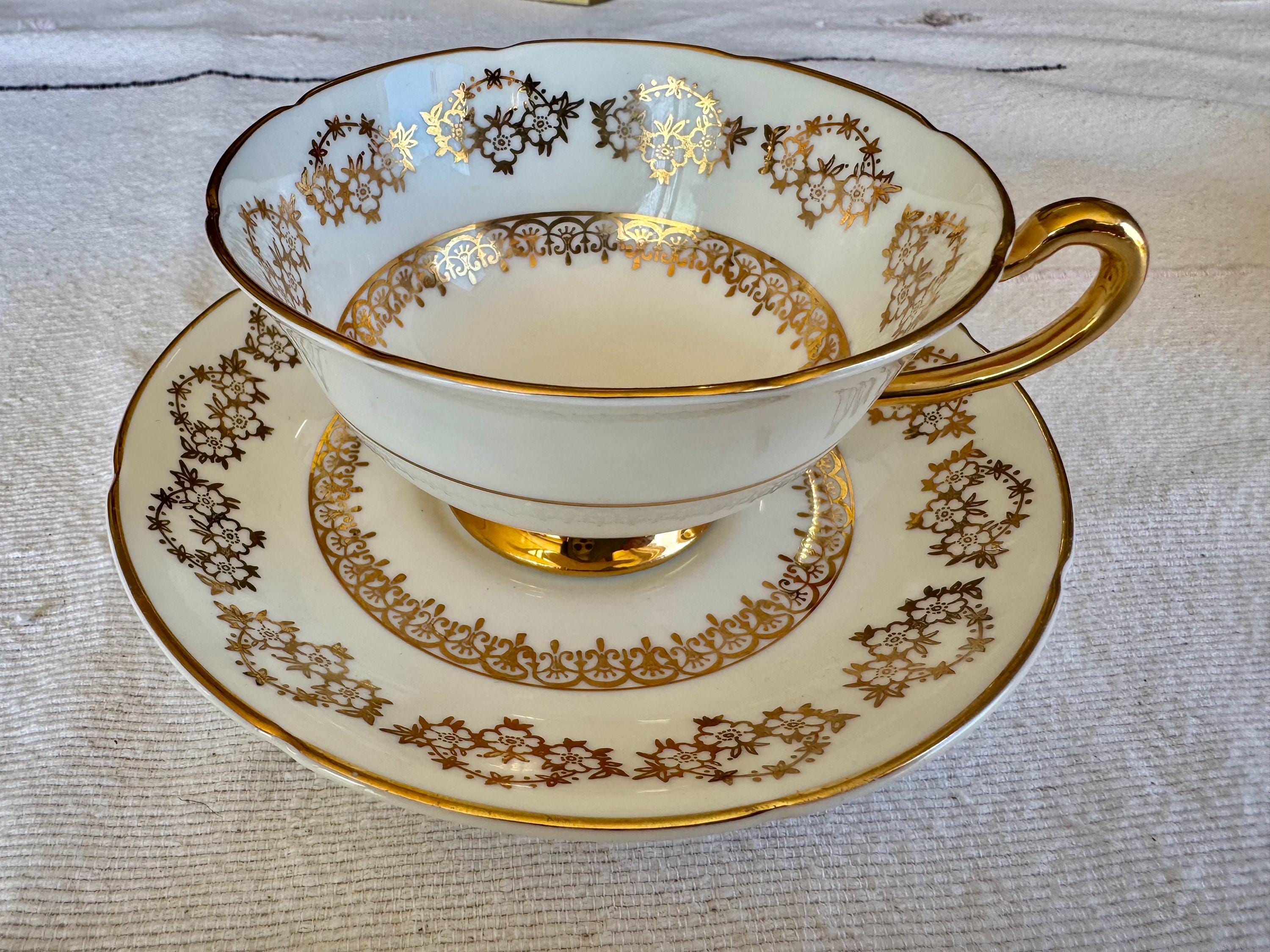 Royal Grafton Gold Filigree Teacup & Saucer – Fine Bone China, England