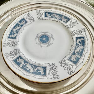 Set of 7 Coalport Revelry Dessert Plates – Blue White Bone China, Gold Rim image 5