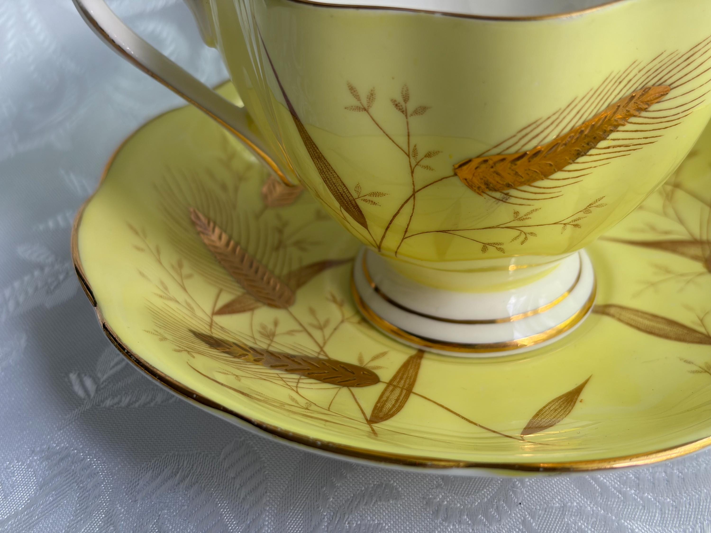 Queen Anne Fine Bone China Teacup Saucer – Wheat Pattern, Made England