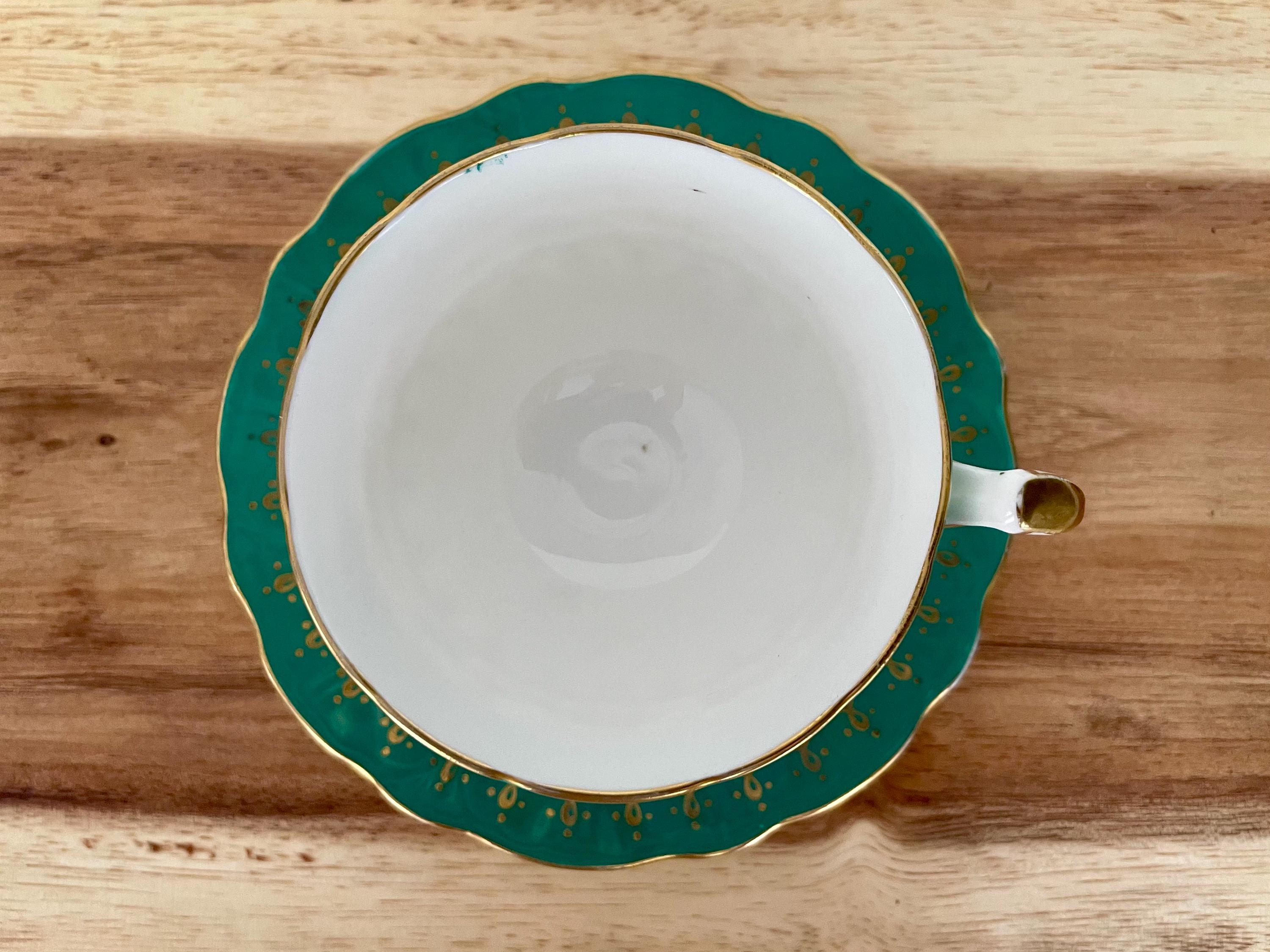 Vintage England Fine Bone China Cup and Saucer: Floral Gold Trim